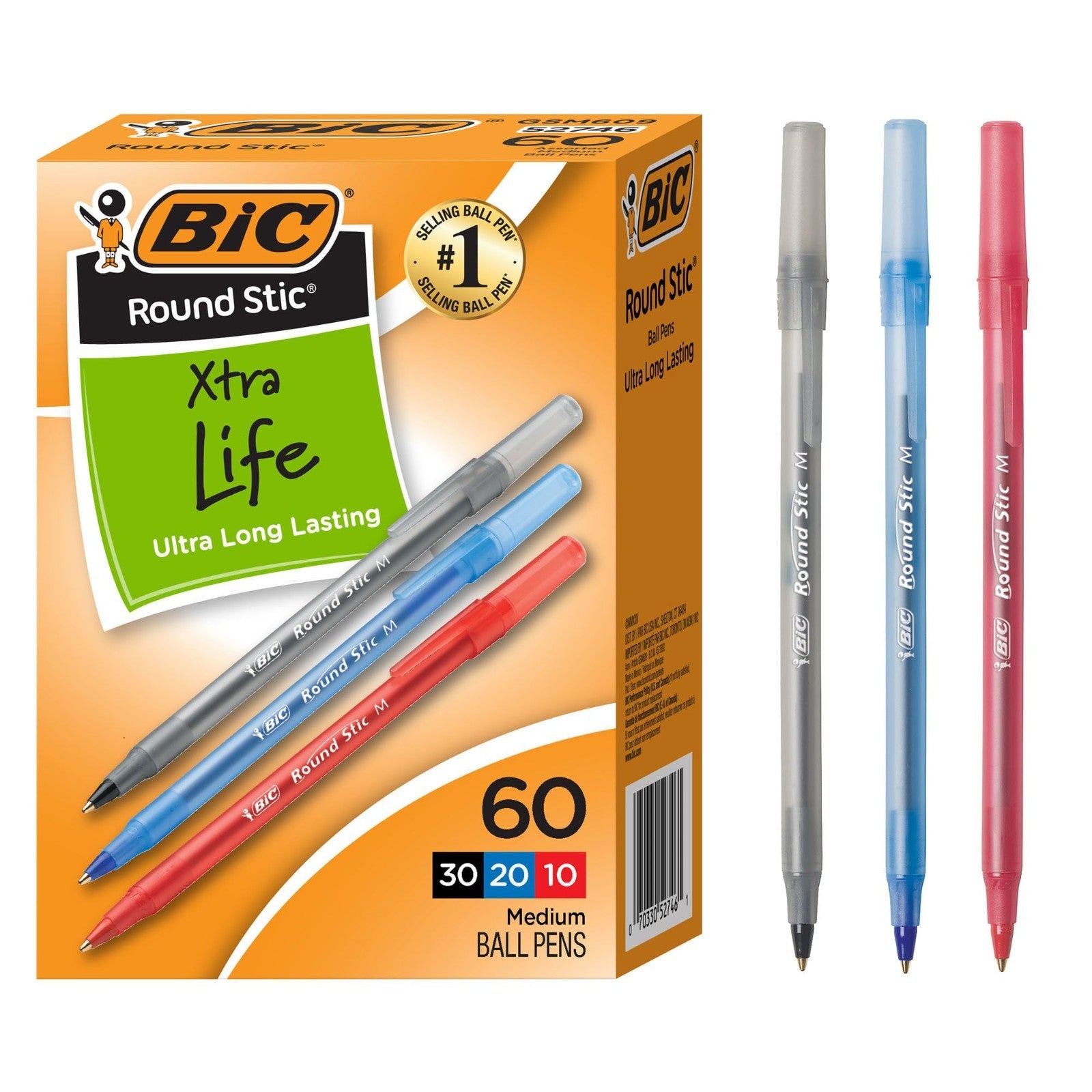 60 Count Ballpoint Pens, Assorted Ink, 1.0mm, Comfortable Grip, Translucent Barr1