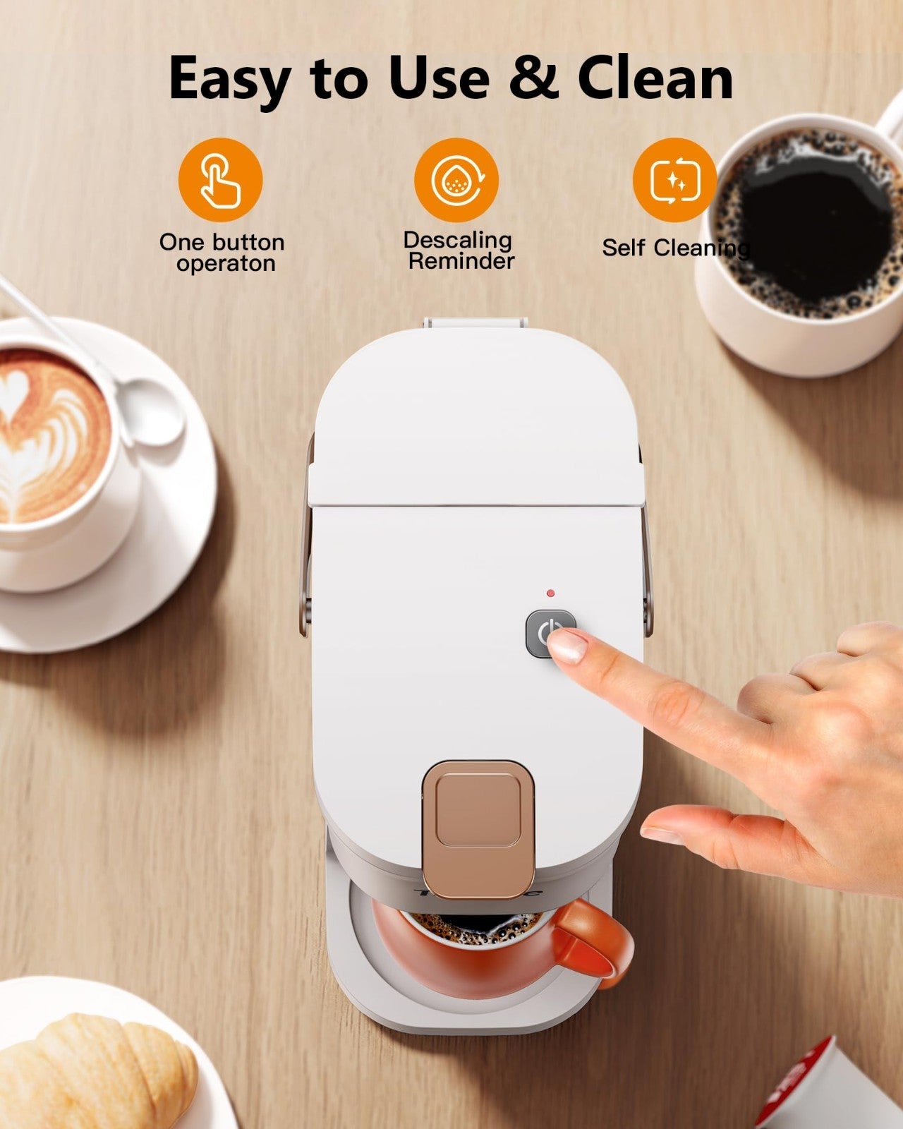 Compact Single Serve Coffee Maker for K-Cups & Grounds, Portable Mini Brewer, 6-6