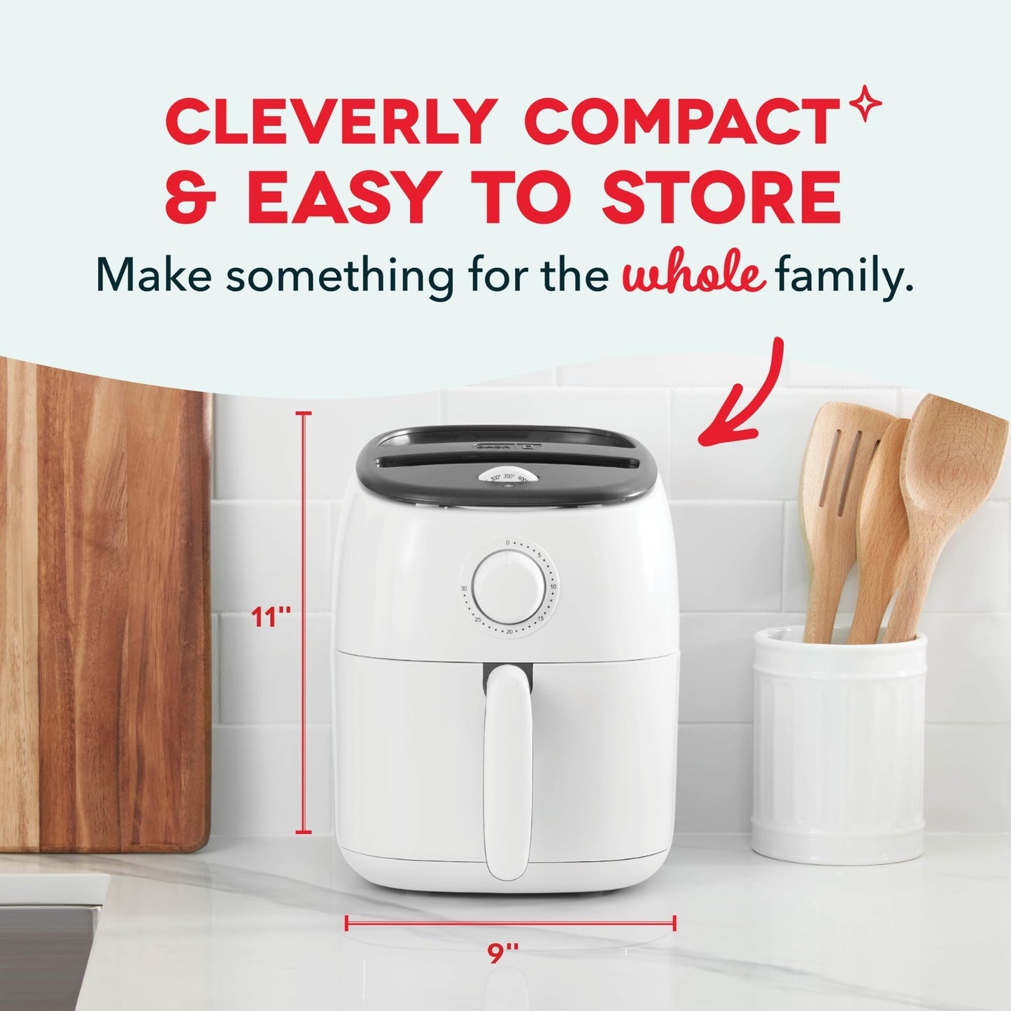 Compact Air Fryer with Adjustable Temperature - Nonstick Basket, 2.6 Quart, Auto2