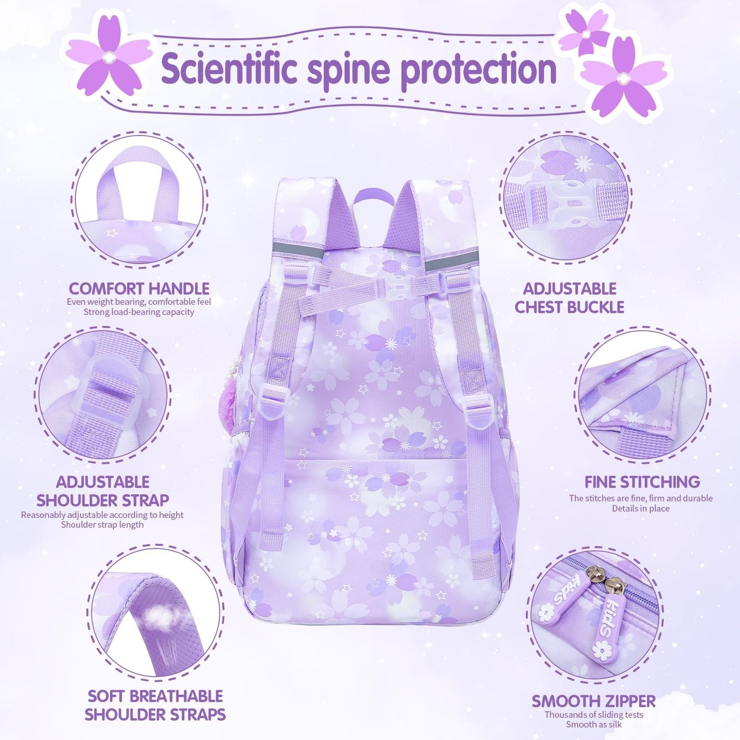 Stylish Girls School Backpack   17" Splash Proof Book Bag with Multiple Pockets3