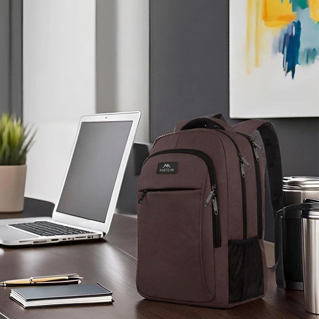 Water Resistant 32L Laptop Backpack for 15.6 Inch   Work & School Bag, Brown2
