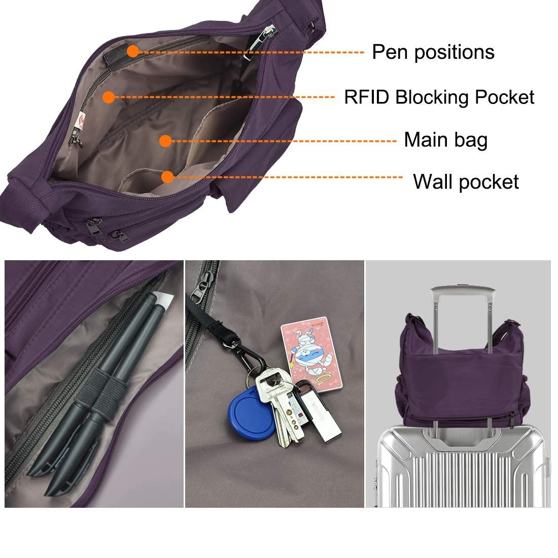 Lightweight Waterproof Crossbody Bag for Women | RFID Travel Shoulder Purse5