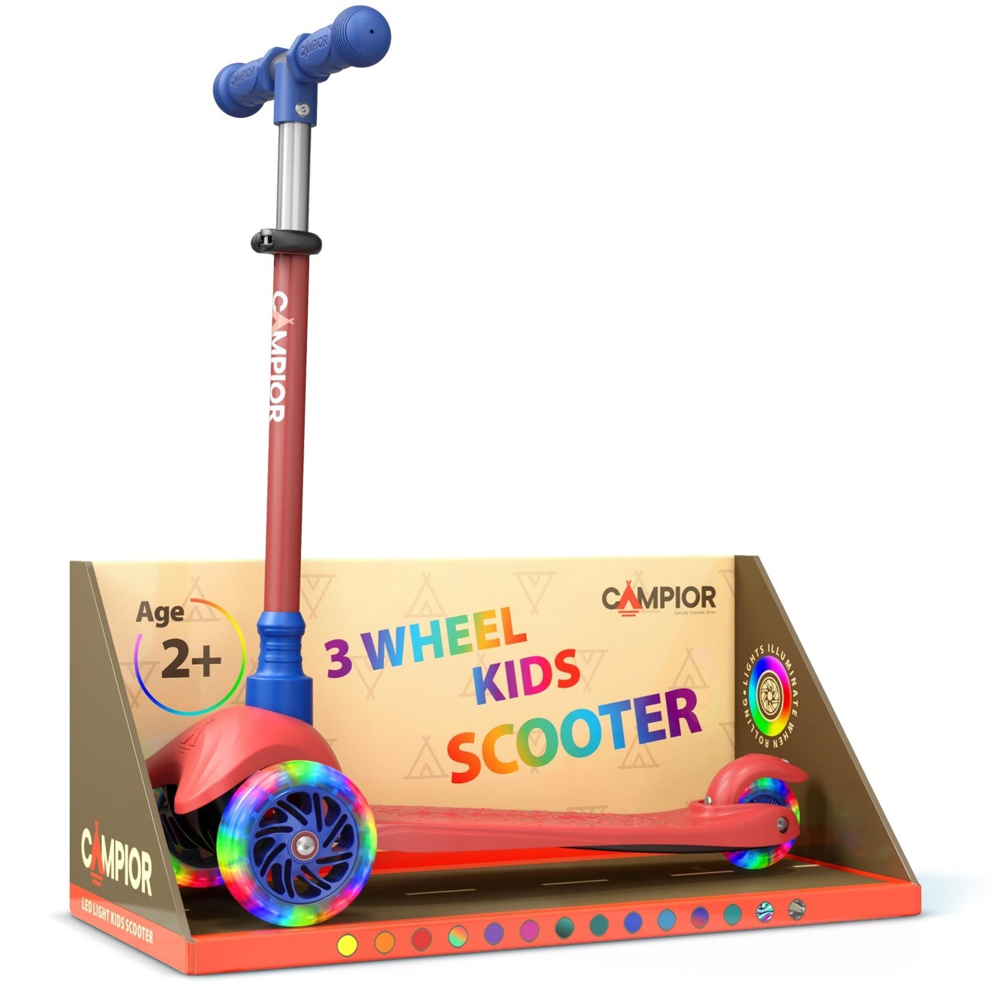 Mini 3-Wheel Kids Scooter - Lean-to-Steer, LED Light-Up Wheels, Adjustable Handl1