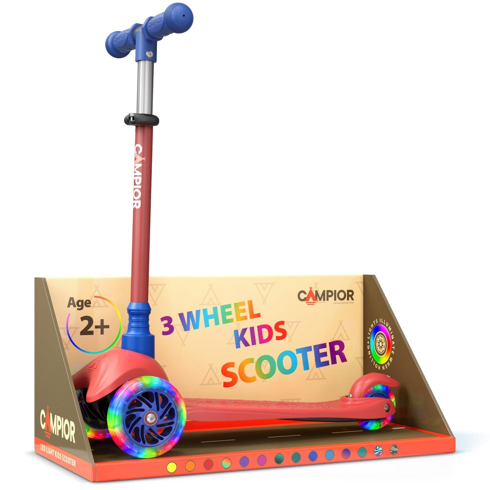 Mini 3-Wheel Kids Scooter - Lean-to-Steer, LED Light-Up Wheels, Adjustable Handl1