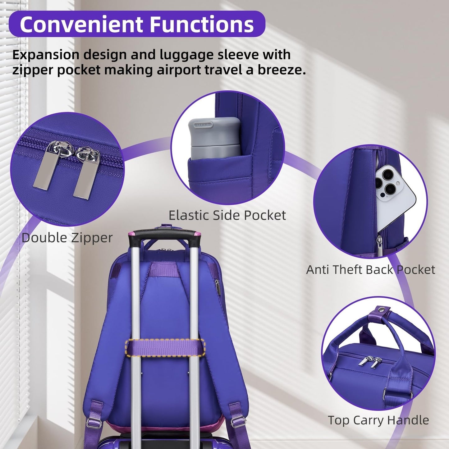 3-Piece Carry-On Luggage Set, 20" Hardshell Suitcases, TSA Lock, 360° Wheels, Ba5