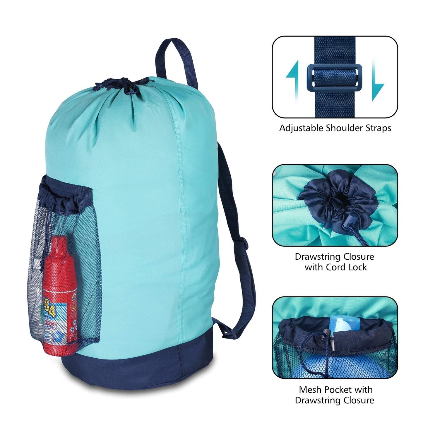 Optimized eBay Title:  "Durable Laundry Backpack with Drawstring Closure, Shoul3
