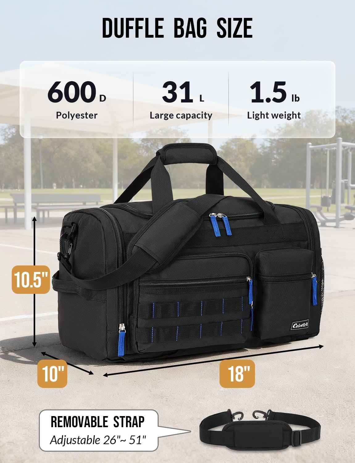 3-in-1 Gym Bag for Men & Women, 31L Sports Duffel Backpack, Wet Pocket & Shoe Co2