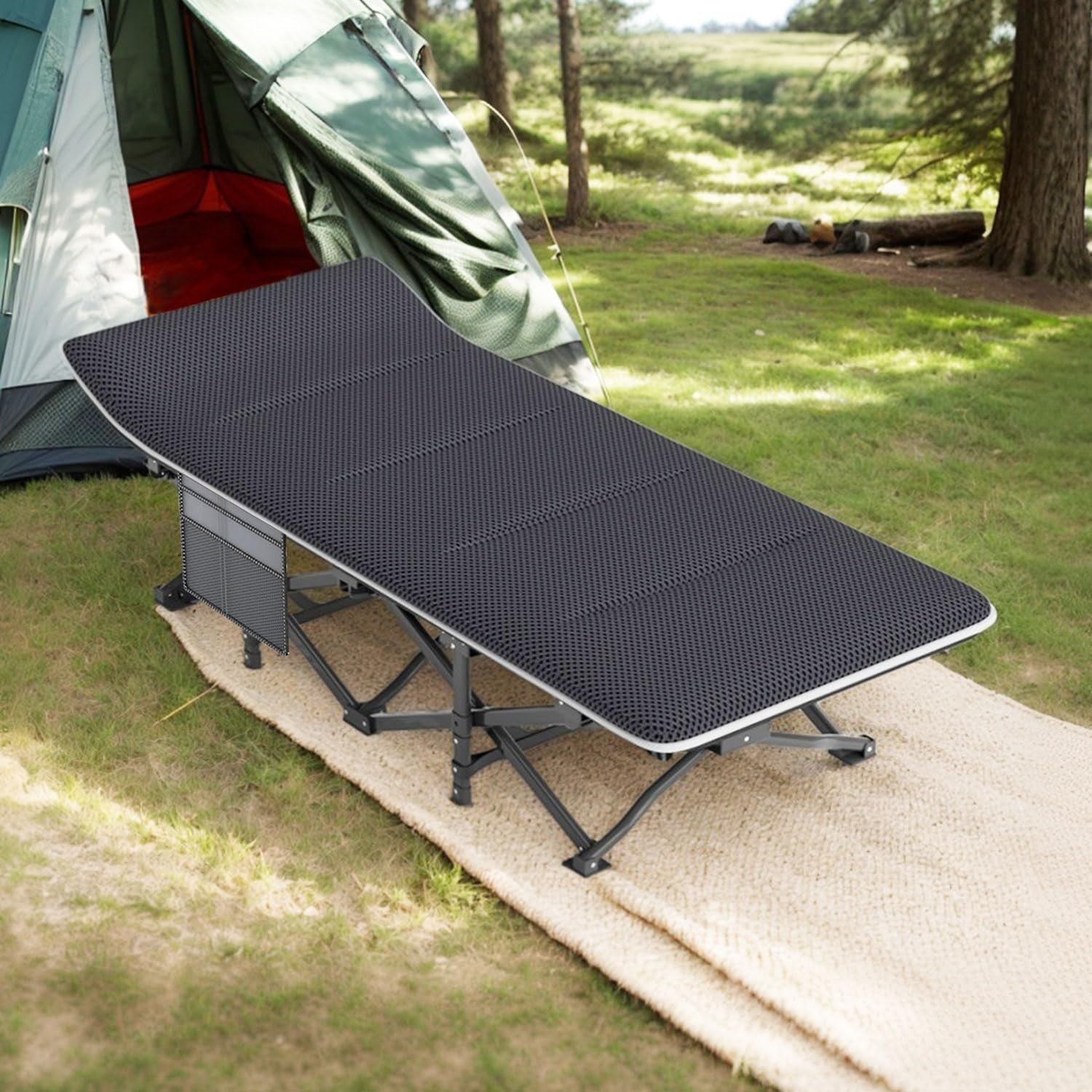 Heavy Duty Camping Cot for Adults   Portable Folding Bed with Cushion, 450LBS Su2