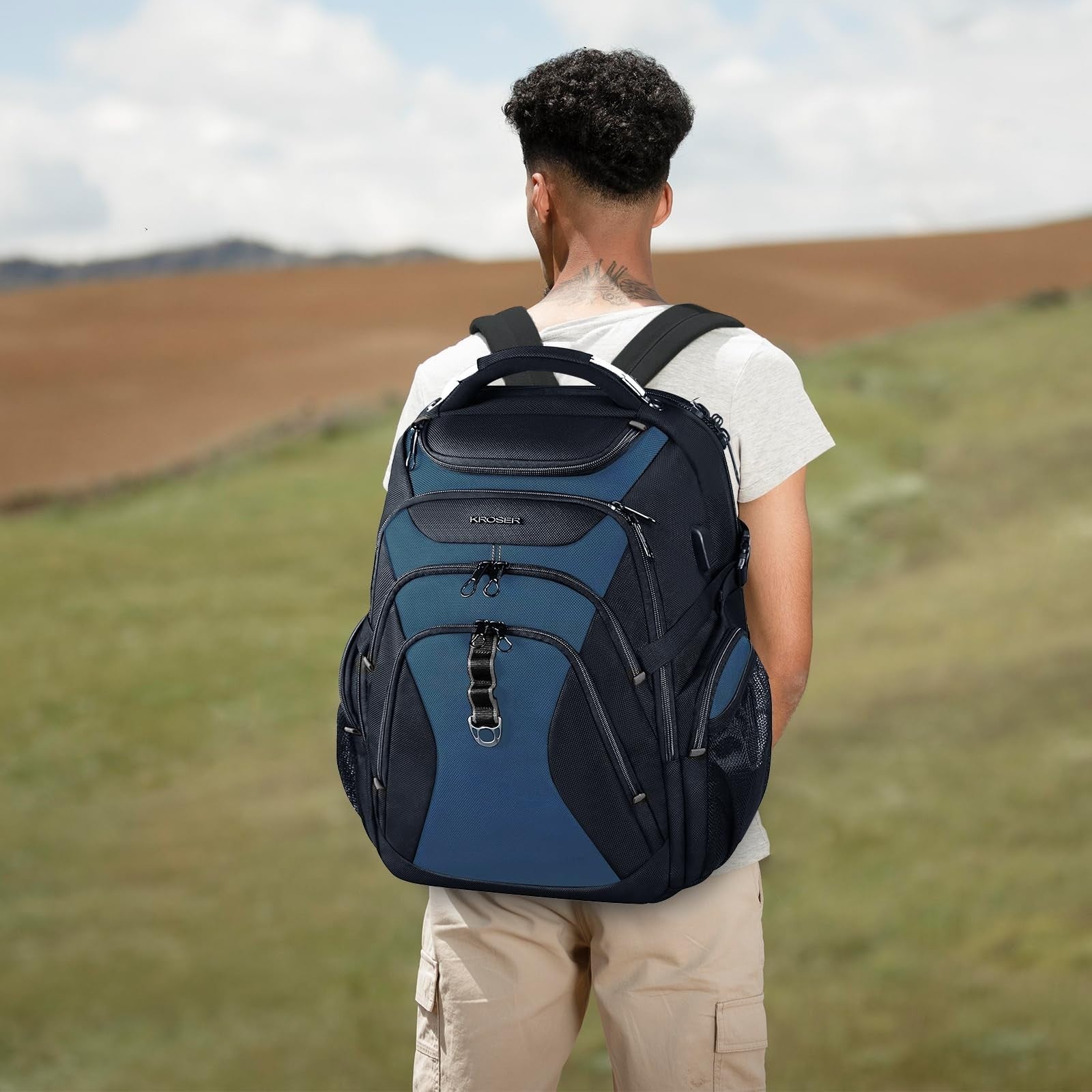 Large 18.4" Laptop Backpack for Men, Stylish Computer Bag, Water Resistant, Blac2