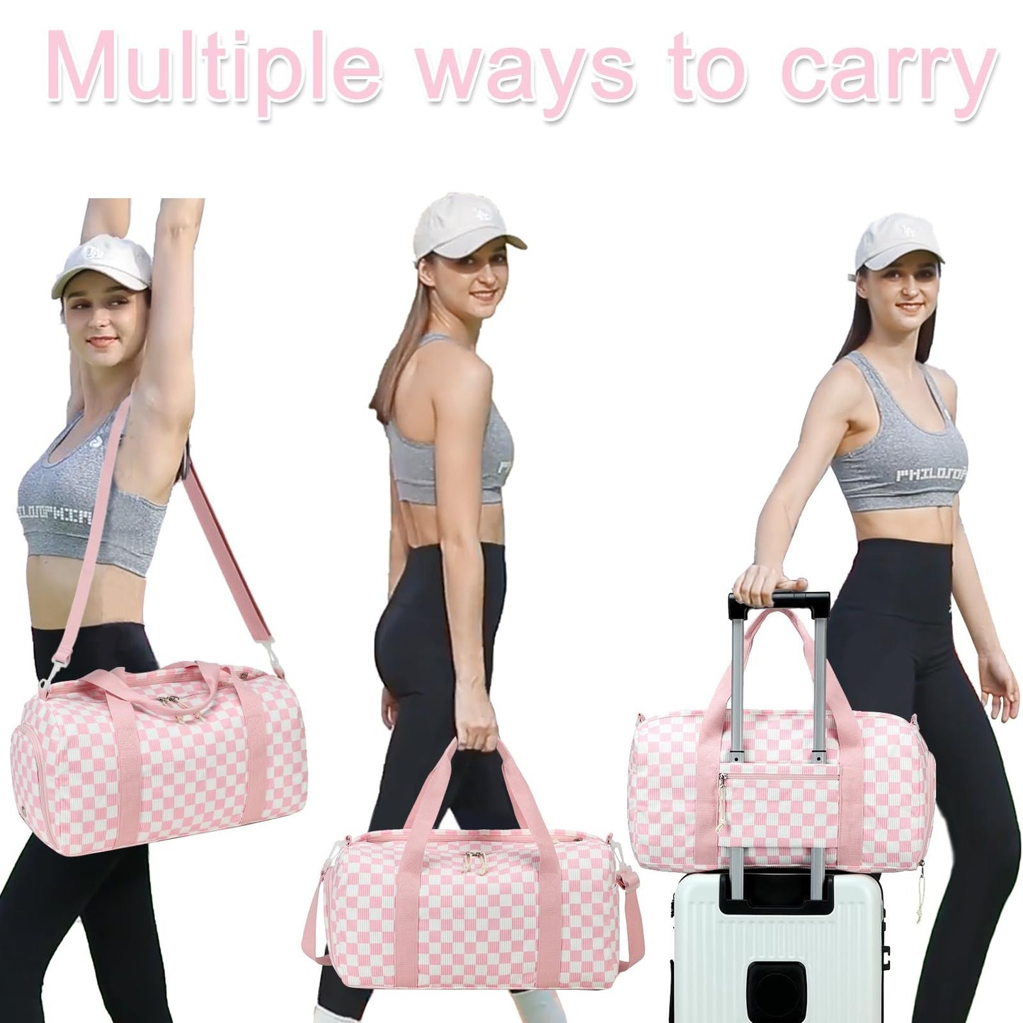 Cute Girls Duffle Bag with Shoes Compartment & Wet Separation - Waterproof Gym T6