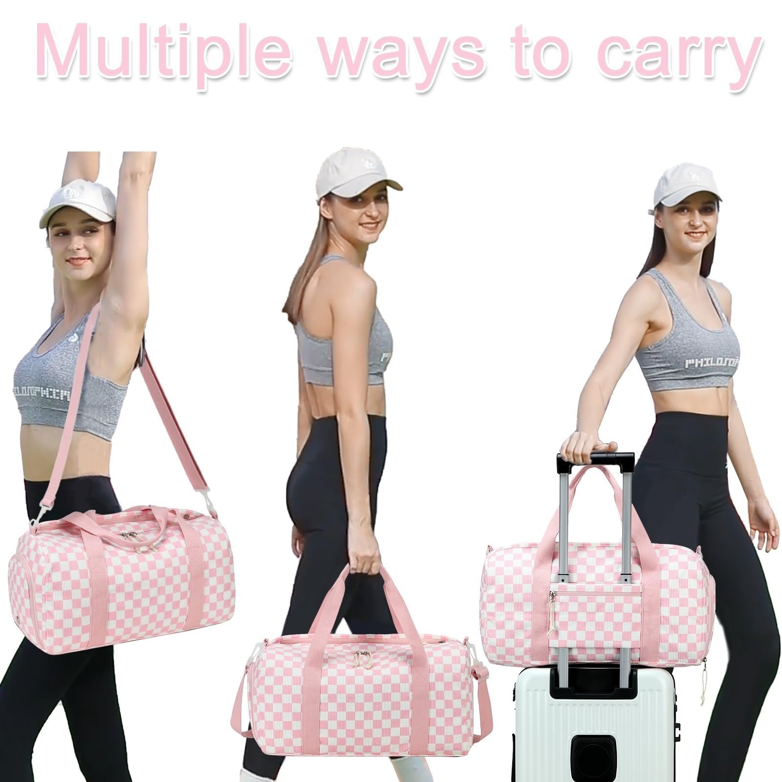 Cute Girls Duffle Bag with Shoes Compartment & Wet Separation - Waterproof Gym T6