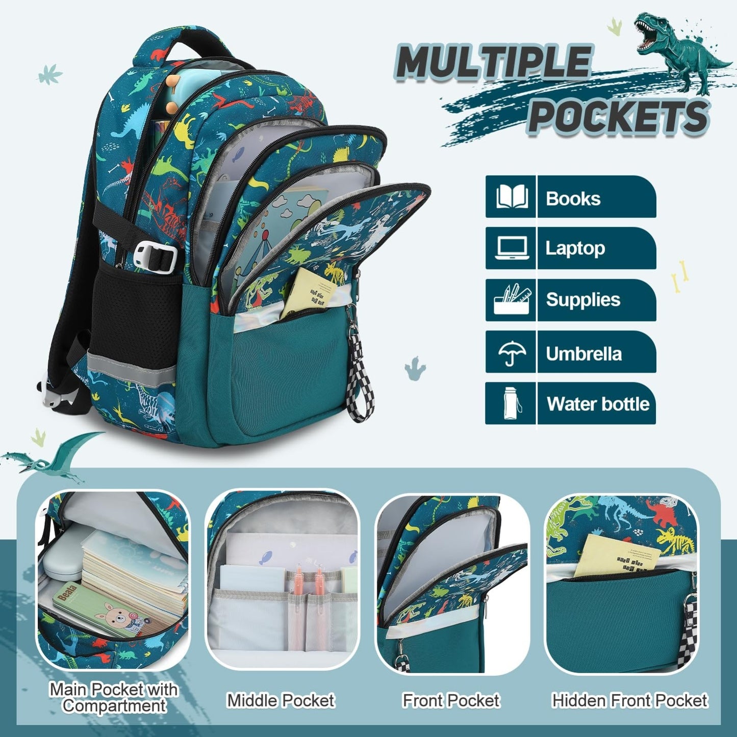 Luminous Boys Backpack Set   3PCS with Lunch Box & Pencil Case   School Gear3
