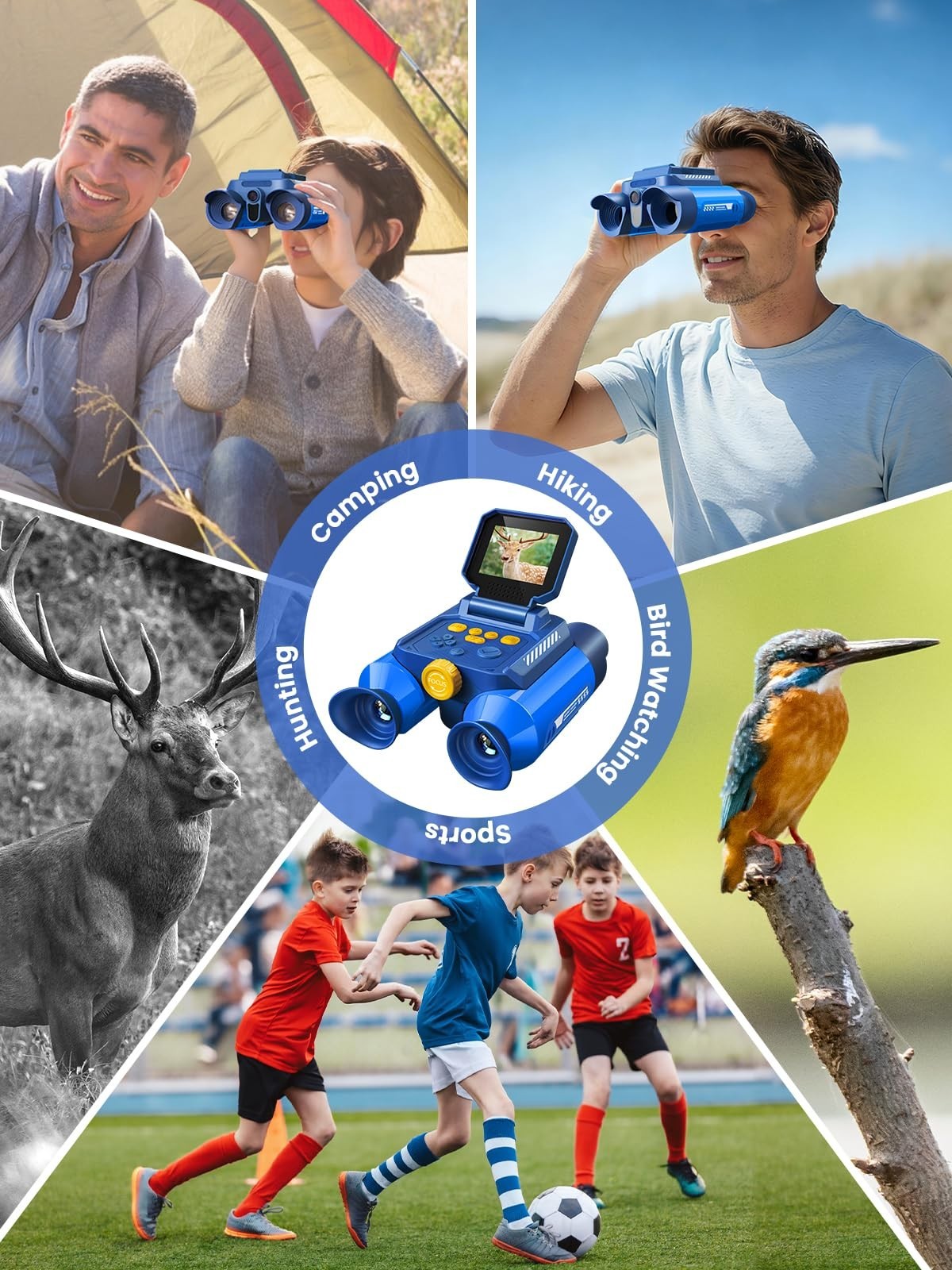 Kids Binoculars with Night Vision & 10X Zoom   Adventure Telescope Toys for Ages9