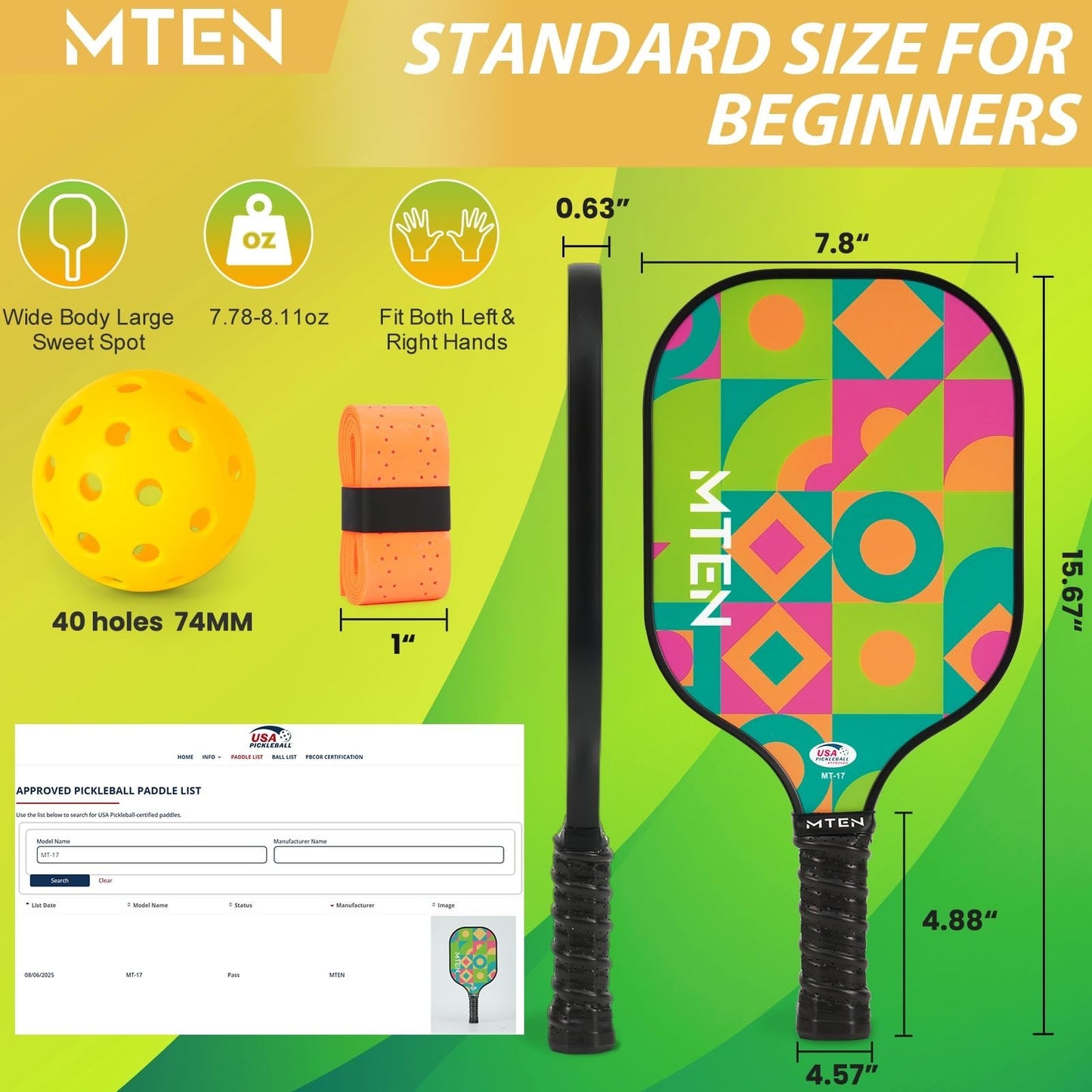 Pickleball Paddle Set of 2/4/1 - USAPA Approved Fiberglass Rackets, Lightweight4