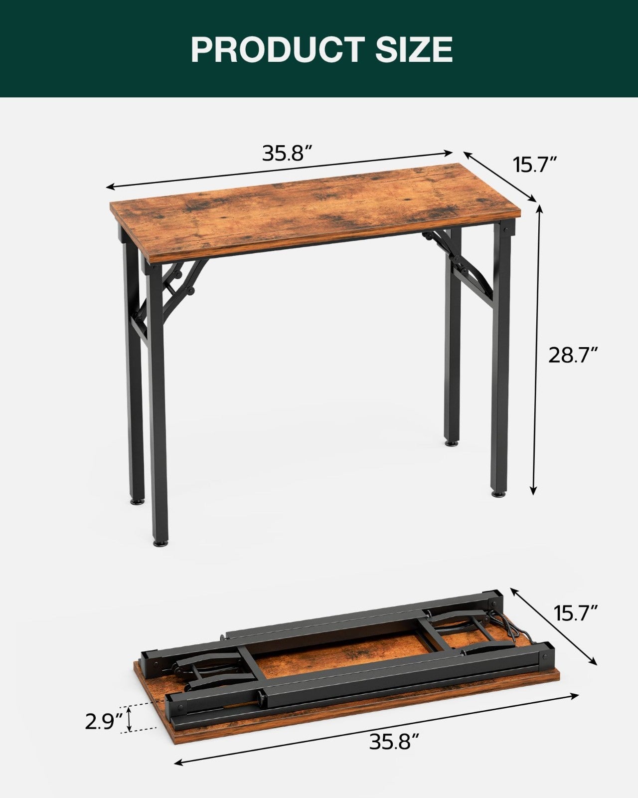 Compact Folding Laptop Desk – 35.8" Portable Table for Small Spaces, Easy Storag2