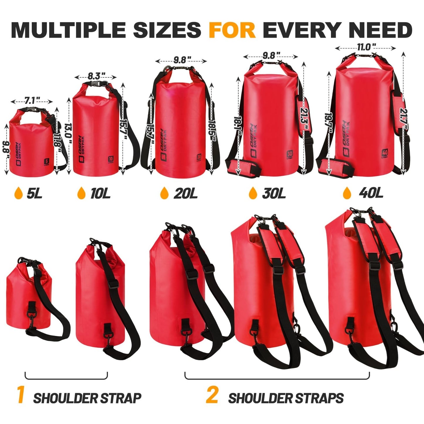 Waterproof Dry Bag - Lightweight Roll Top Backpack, 5L-40L for Travel, Kayaking,2