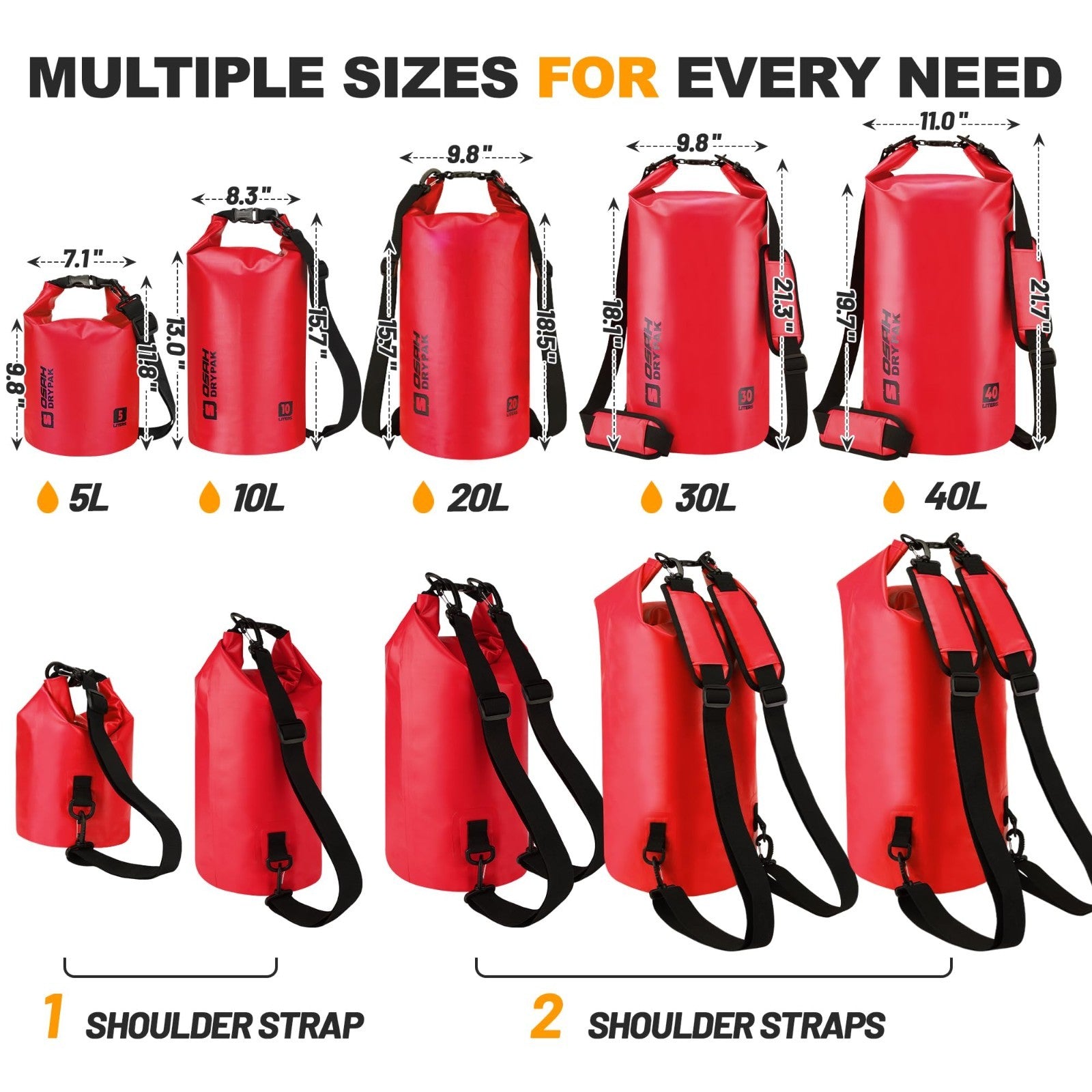 Waterproof Dry Bag - Lightweight Roll Top Backpack, 5L-40L for Travel, Kayaking,2