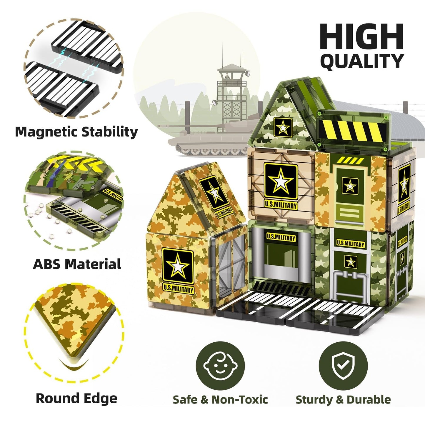 Magnetic Building Blocks Army Toys for Kids 3-8 | STEM Educational Gifts 3+5