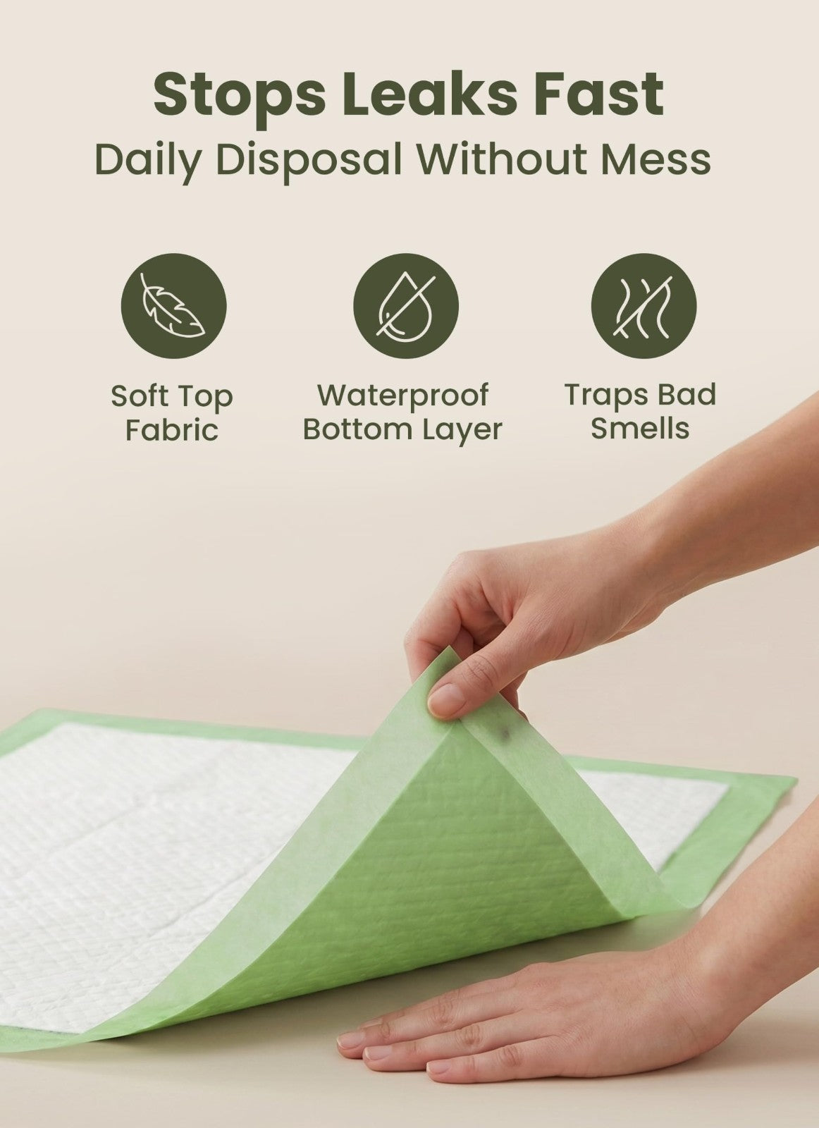 Large Dog Pads with Sticky Tabs - Super Absorbent, Odor Blocking, 40-Count (24x26