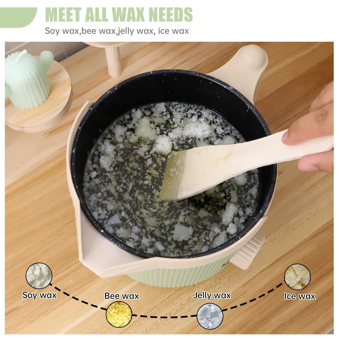 3Lbs Green Wax Melting Pot for Candle Making - Handheld, Non-Stick, Easy Pour4