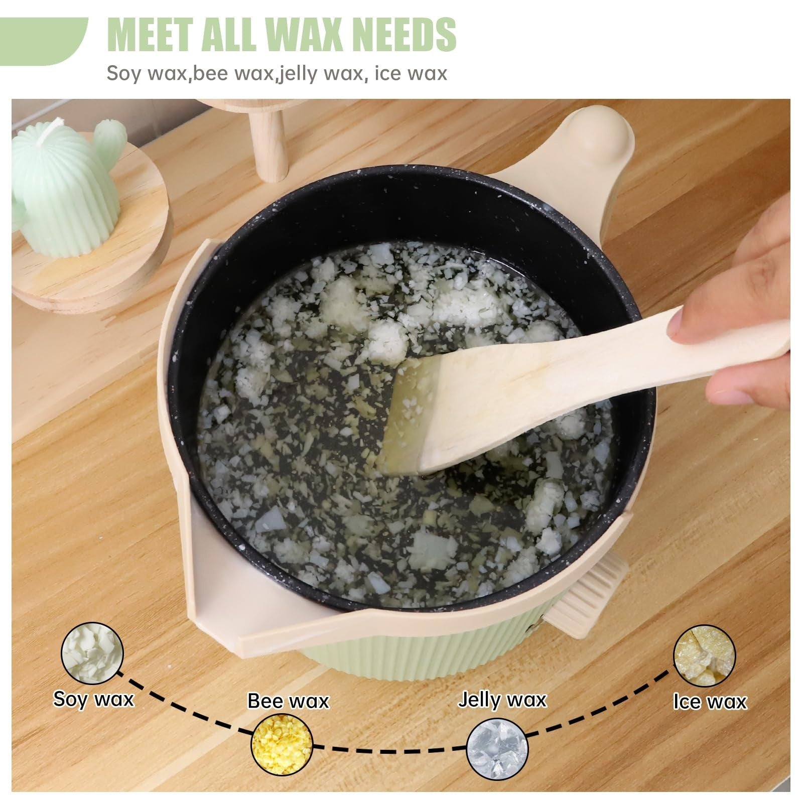 3Lbs Green Wax Melting Pot for Candle Making - Handheld, Non-Stick, Easy Pour4