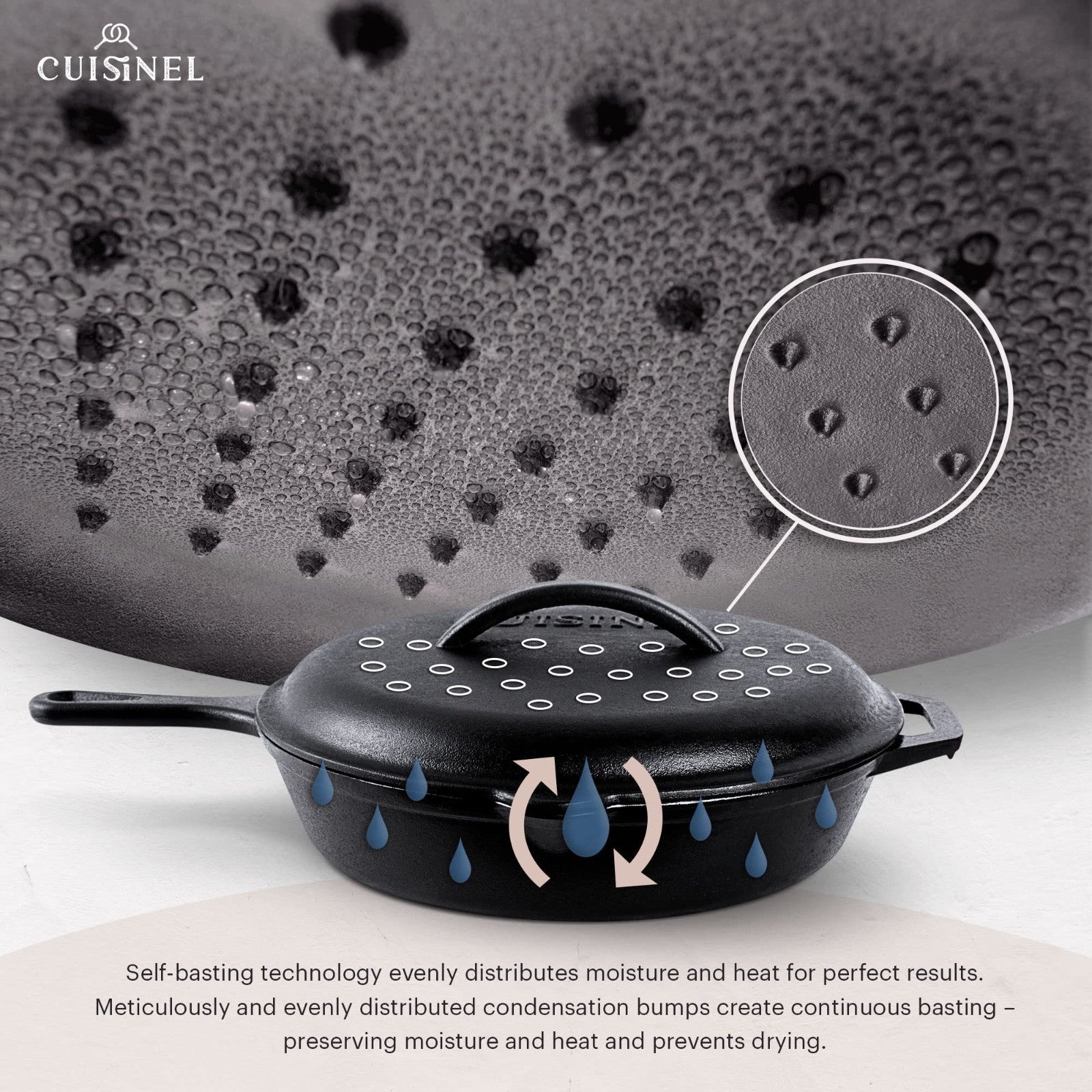 12-Inch Pre-Seasoned Cast Iron Skillet with Lid - Versatile Frying Pan Set for O4