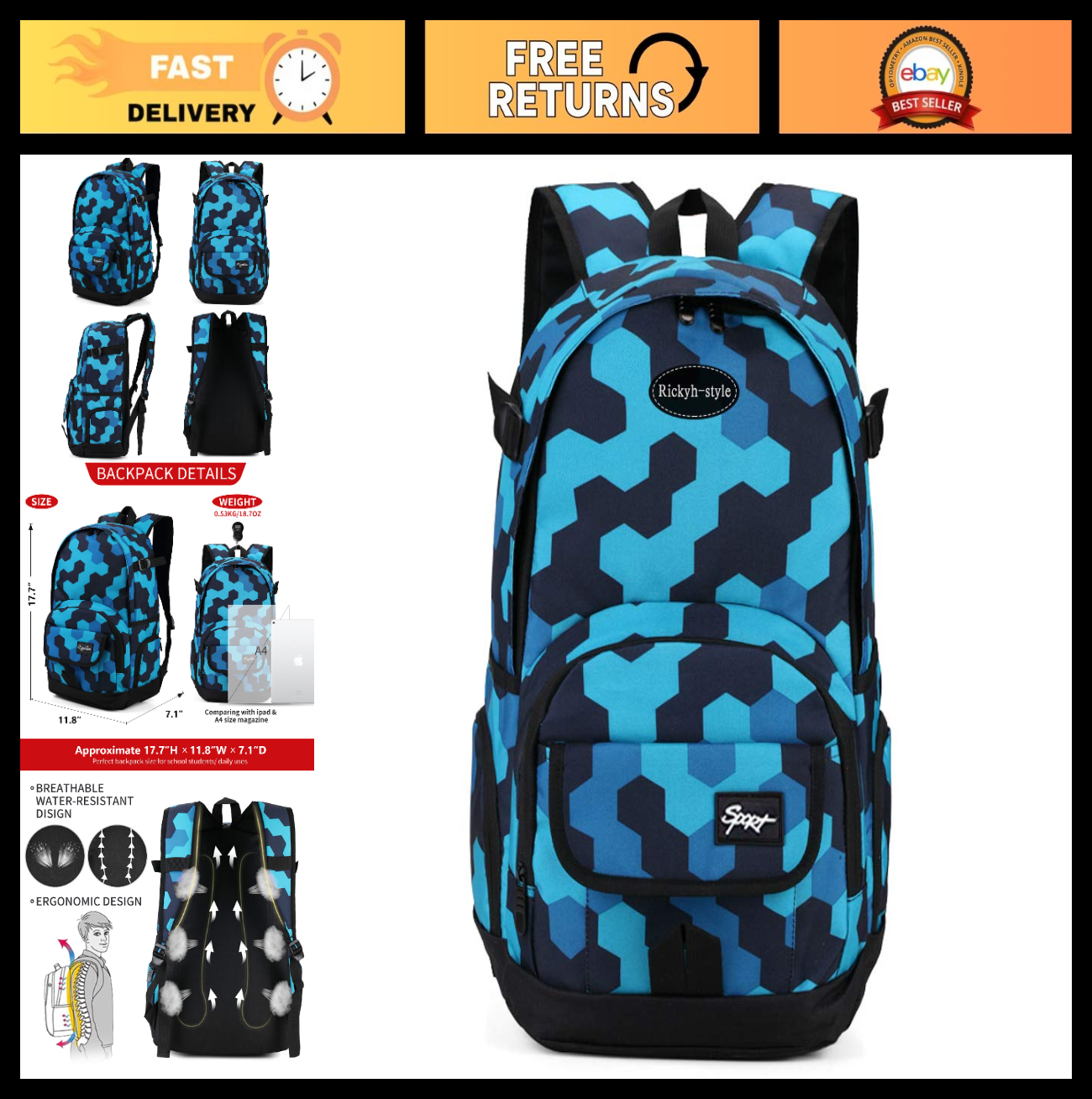 Lightweight School Backpack Travel Bag for Men & Women   College & Daily Use0