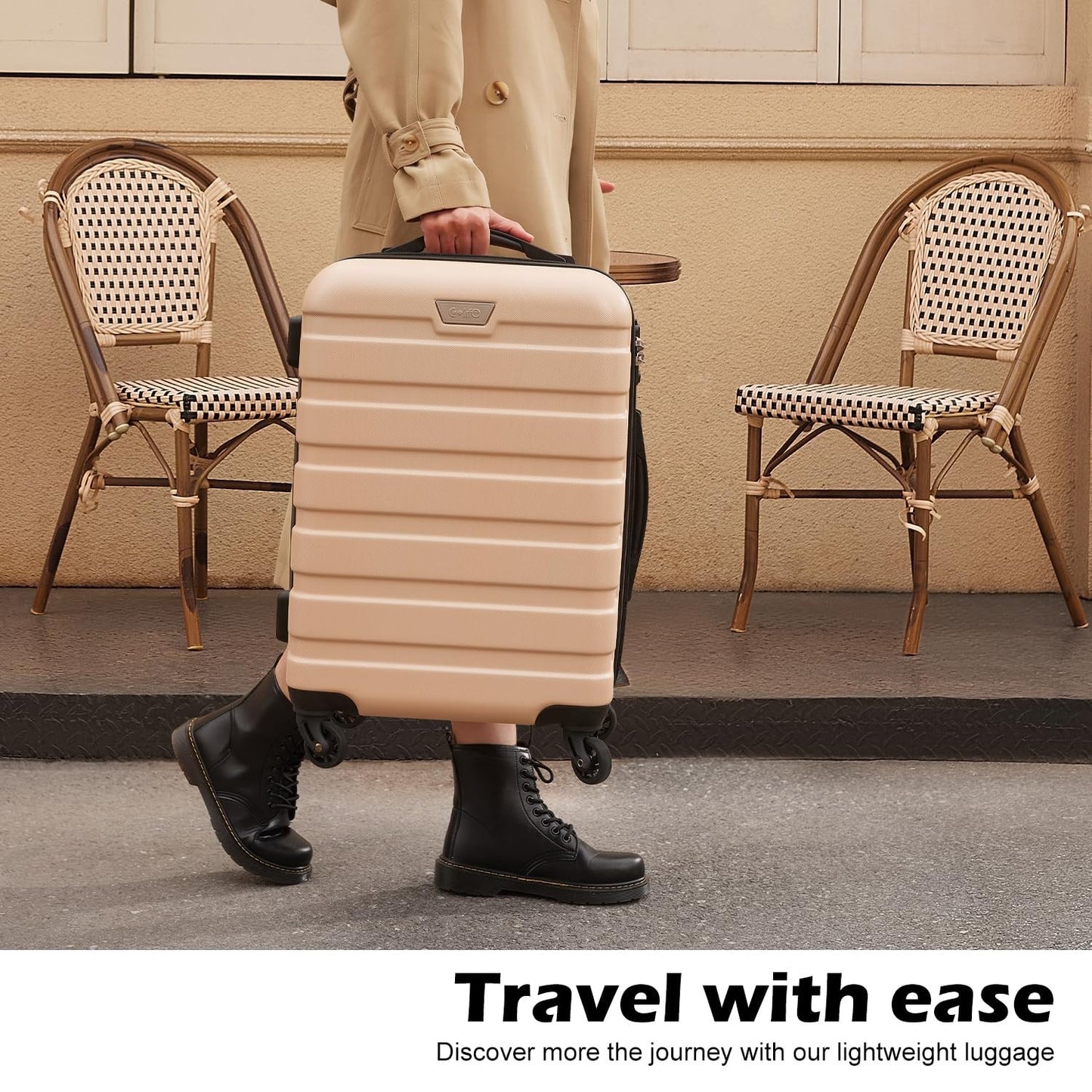 Lightweight Durable Hardshell Luggage Set, 3-Piece Suitcase with 360° Spinner Wh5