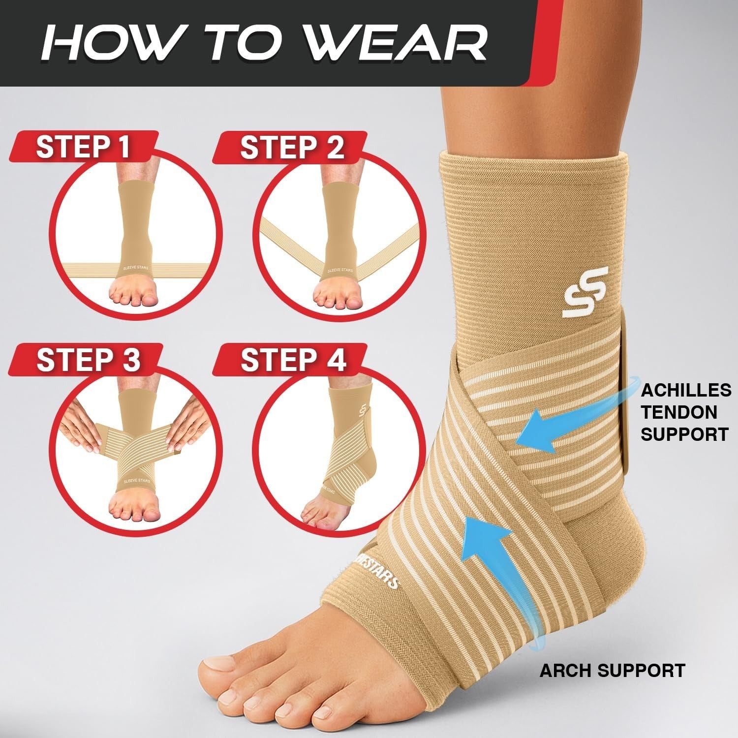 Ankle Brace Compression Sleeve for Sprains & Plantar Fasciitis Relief, Adjustabl6