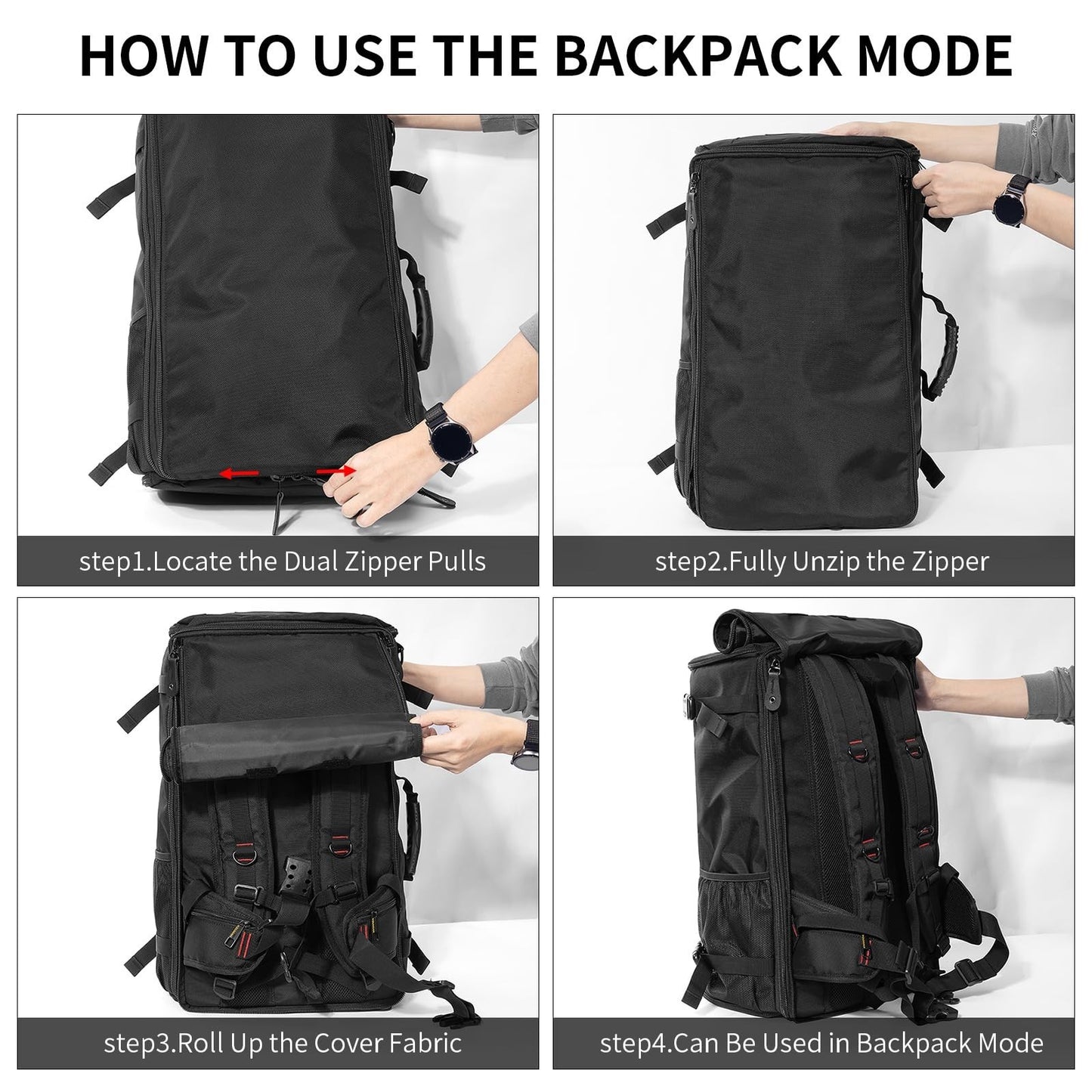 Large Capacity Travel Hiking Sports Backpack Duffle Bag 60L Convertible Laptop B7