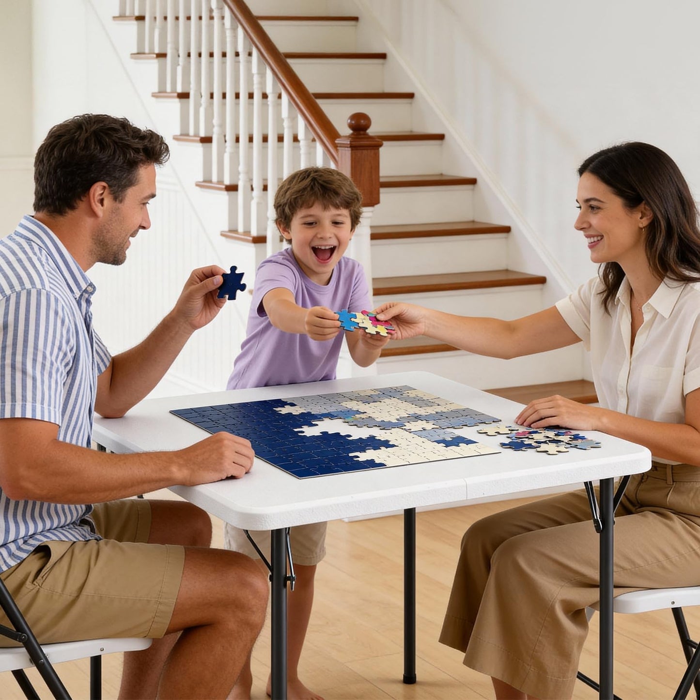 36" Square Folding Table - Portable, Heavy Duty, No Assembly, Ideal for Camping,4