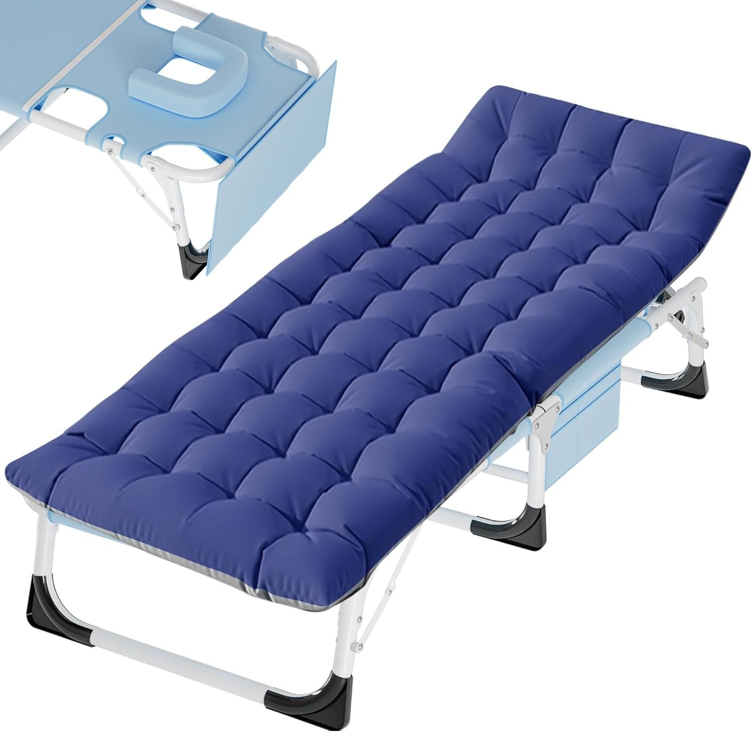 Folding Camping Cot for Adults with Adjustable Backrest & Padded Cushion   5 Pos1