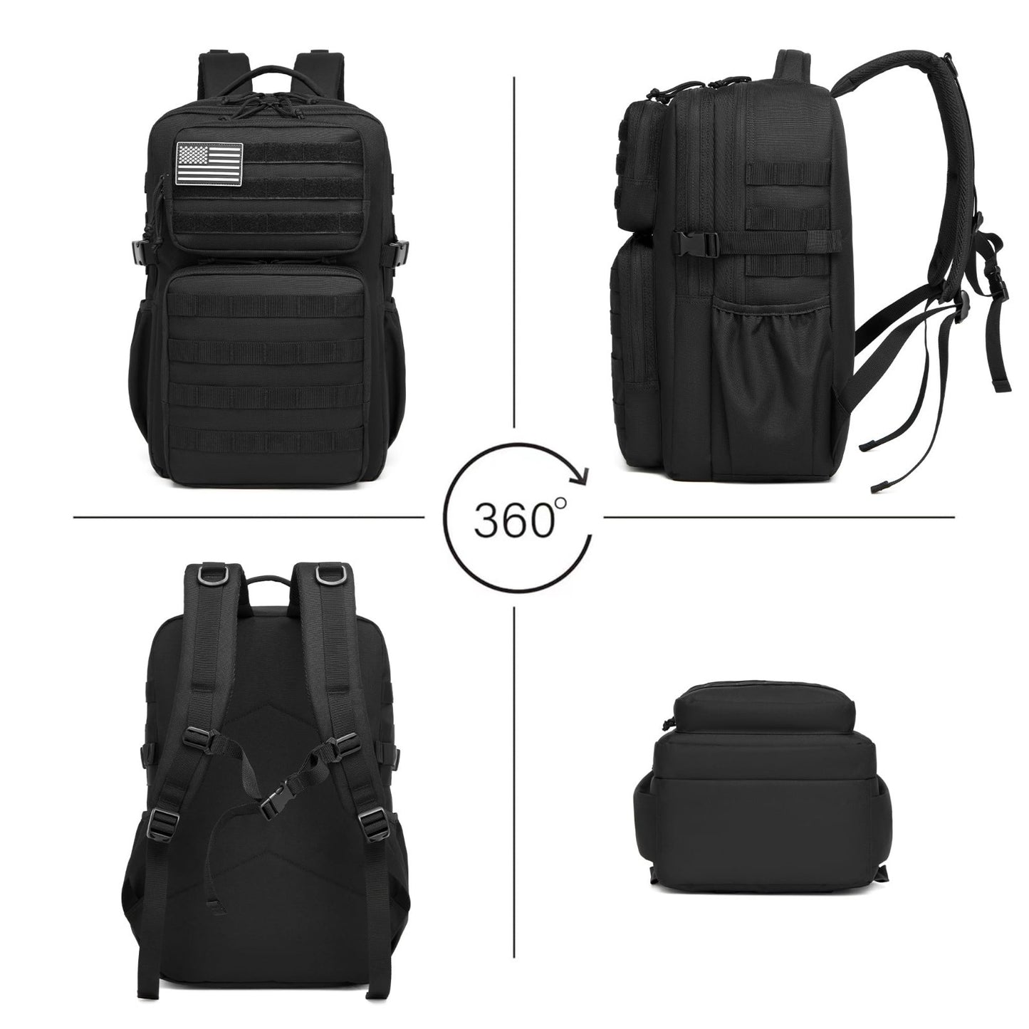 Waterproof Military Tactical Backpack   3 Day Assault Pack, Molle Daypack with B3