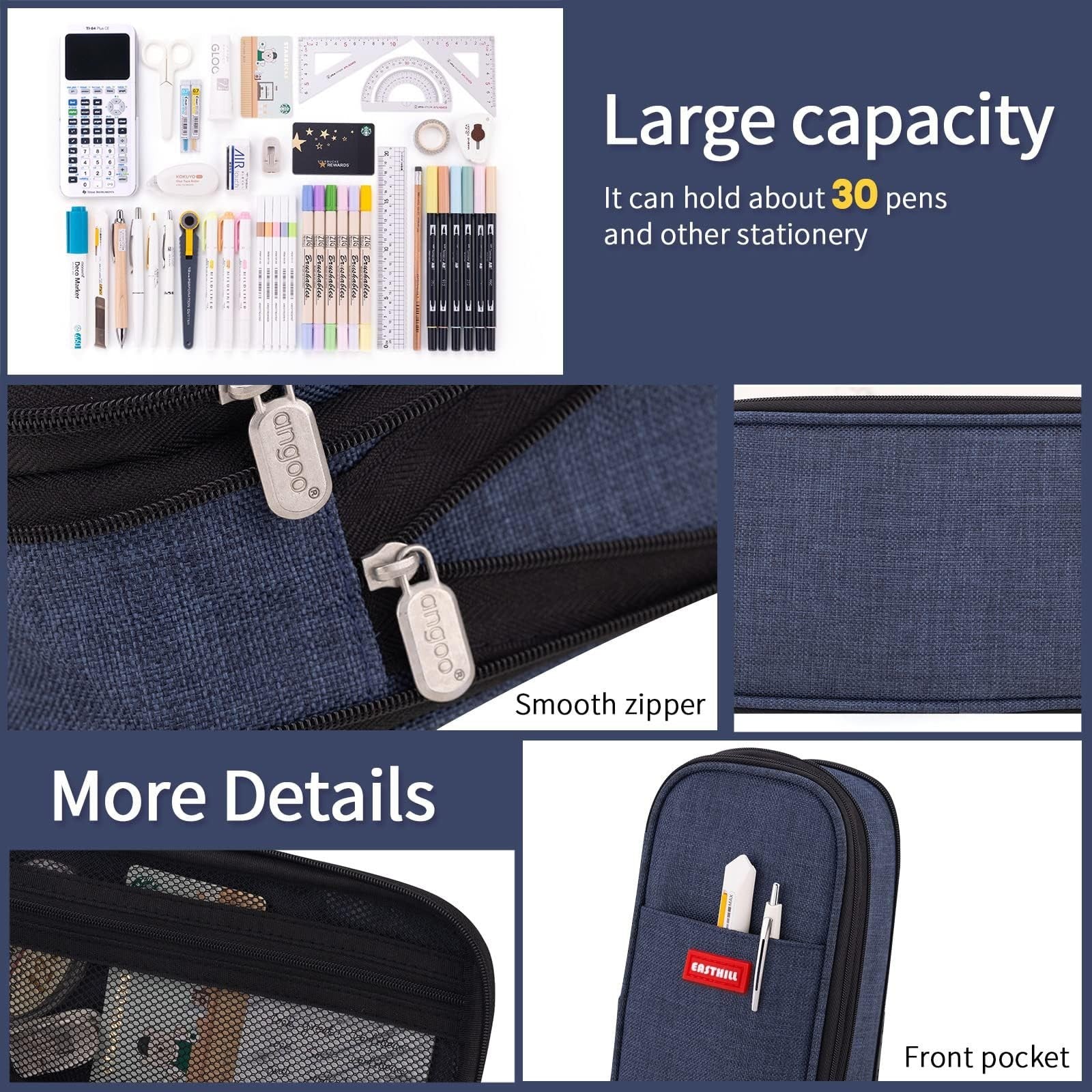 Large Capacity Pencil Case, Big Pencil Pouch, Stationery Pen Bag for Teens   Dee4