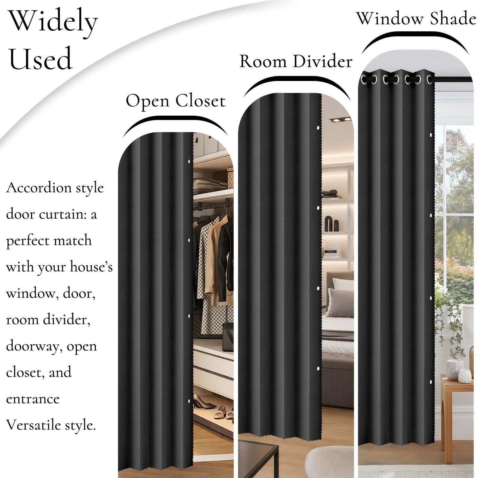 Blackout Pleated Curtains with Magnetic Closure, Faux Linen, 1 Panel W45xL909