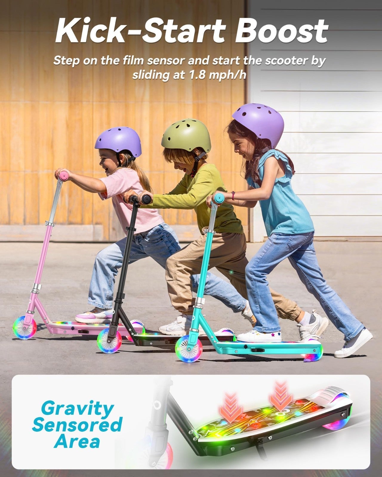 Kids Electric Scooter 3-8 Years, Safe 5 MPH, Lightweight & Durable, Fun Ride3