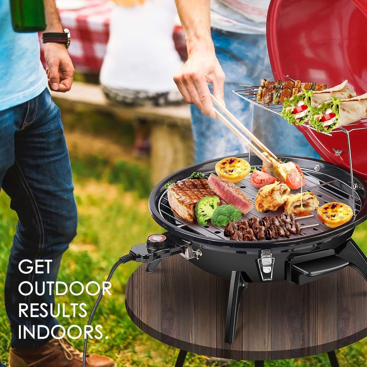 1600W Electric BBQ Grill - 15-Serving Indoor/Outdoor Portable Grill, Double Laye6