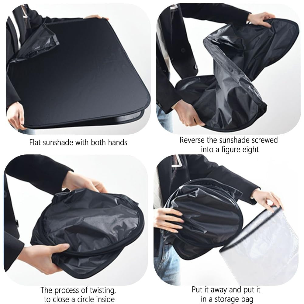 300T Thick Automotive Glass Sunshade with Storage Bag - Keeps Car Cool, Fits For5