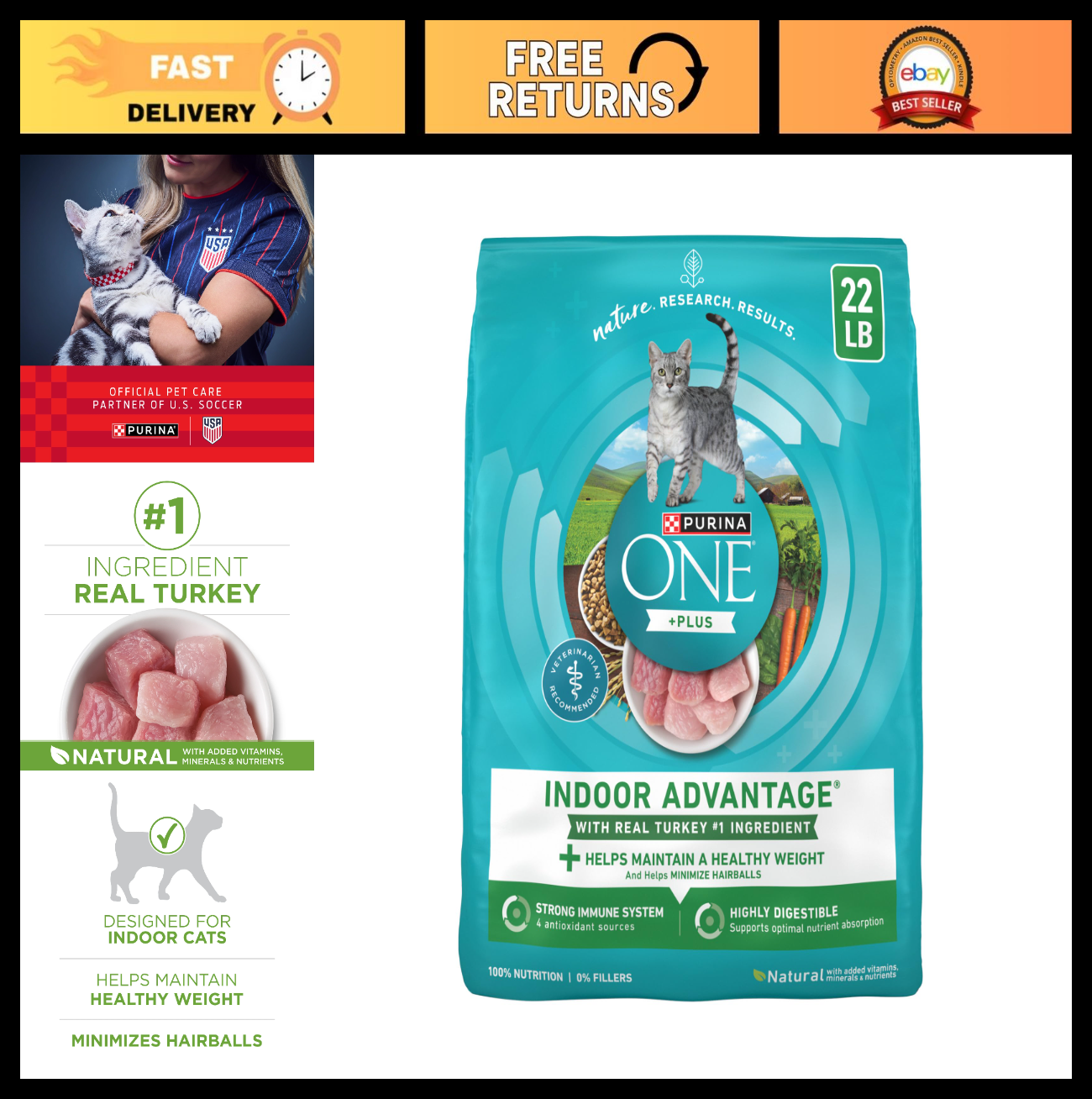 Indoor Advantage Weight Control Dry Cat Food, 22 lb   Healthy Nutrition for Cats0