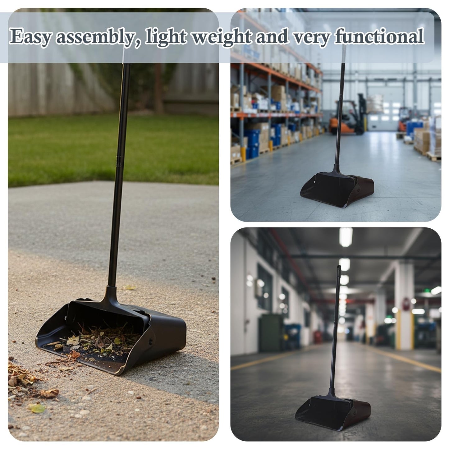 Upright Dustpan with Long Handle & Wheels, Heavy Duty, Large Capacity for Home &6