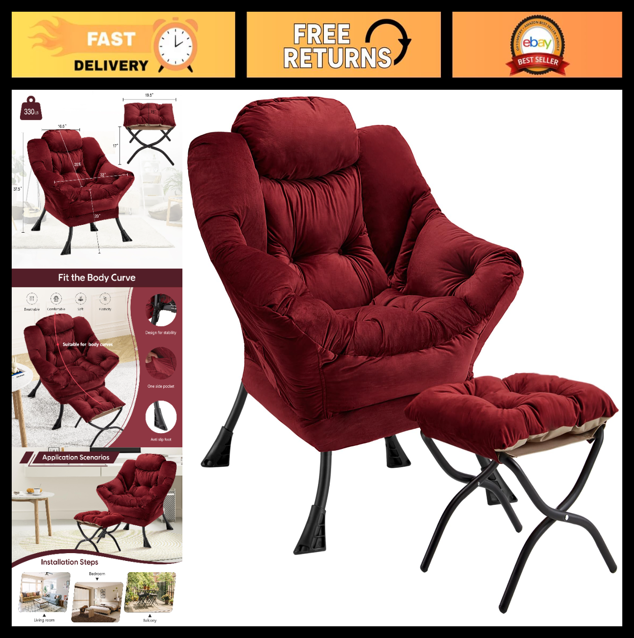 Here’s an optimized eBay title for the product:"Modern Lazy Chair with Folding0