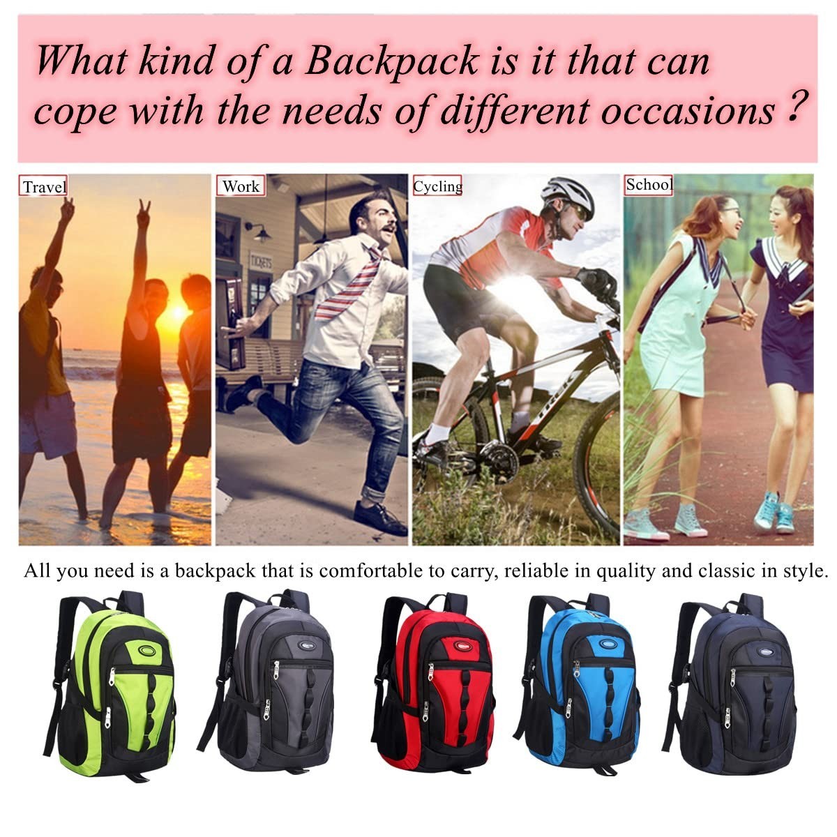 Color Blocking Sports Backpack for Boys, School Bookbag for Teens & Kids, Grey6