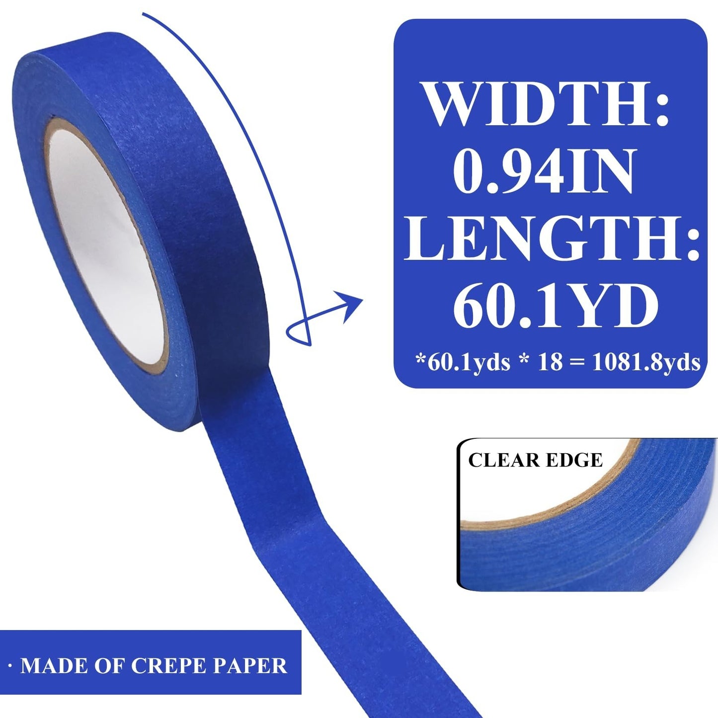 Premium Blue Painters Tape   18 Rolls, Medium Adhesion, Edge Lock, Multi Surface2