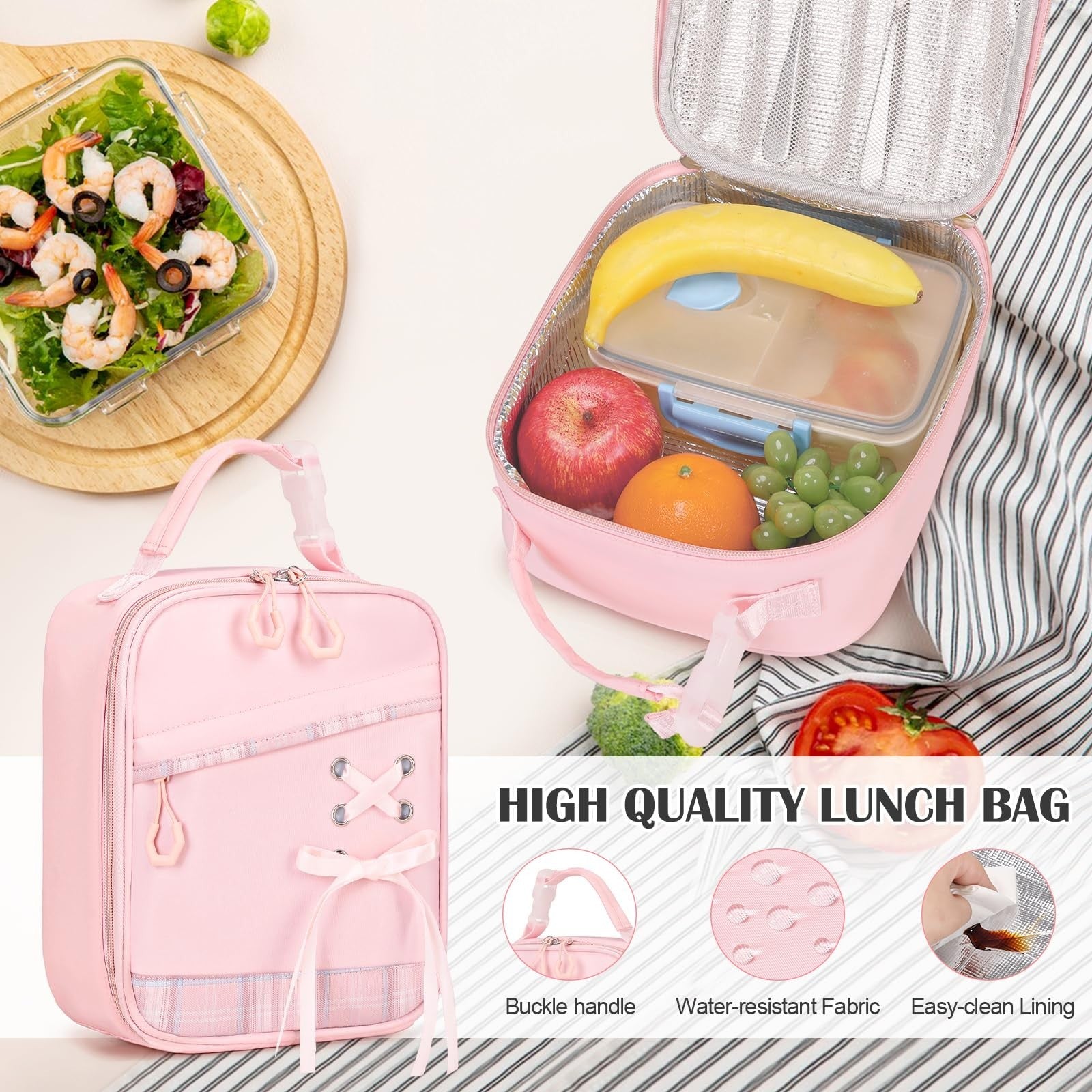 3PCS Girls School Backpack Set with Lunch Box & Pencil Pouch   Stylish & Durable5