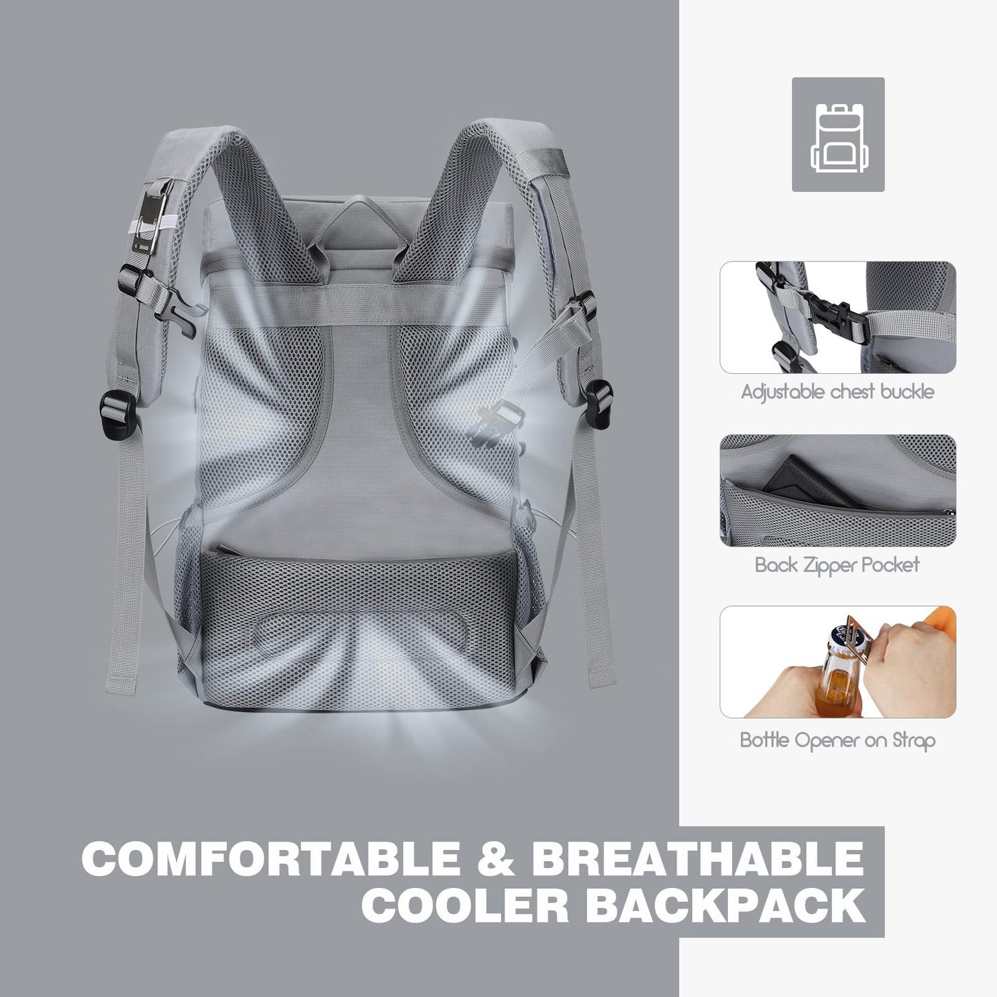 Insulated Cooler Backpack - 35/50 Can Soft Lunch Bag for Camping, Hiking, Beach4