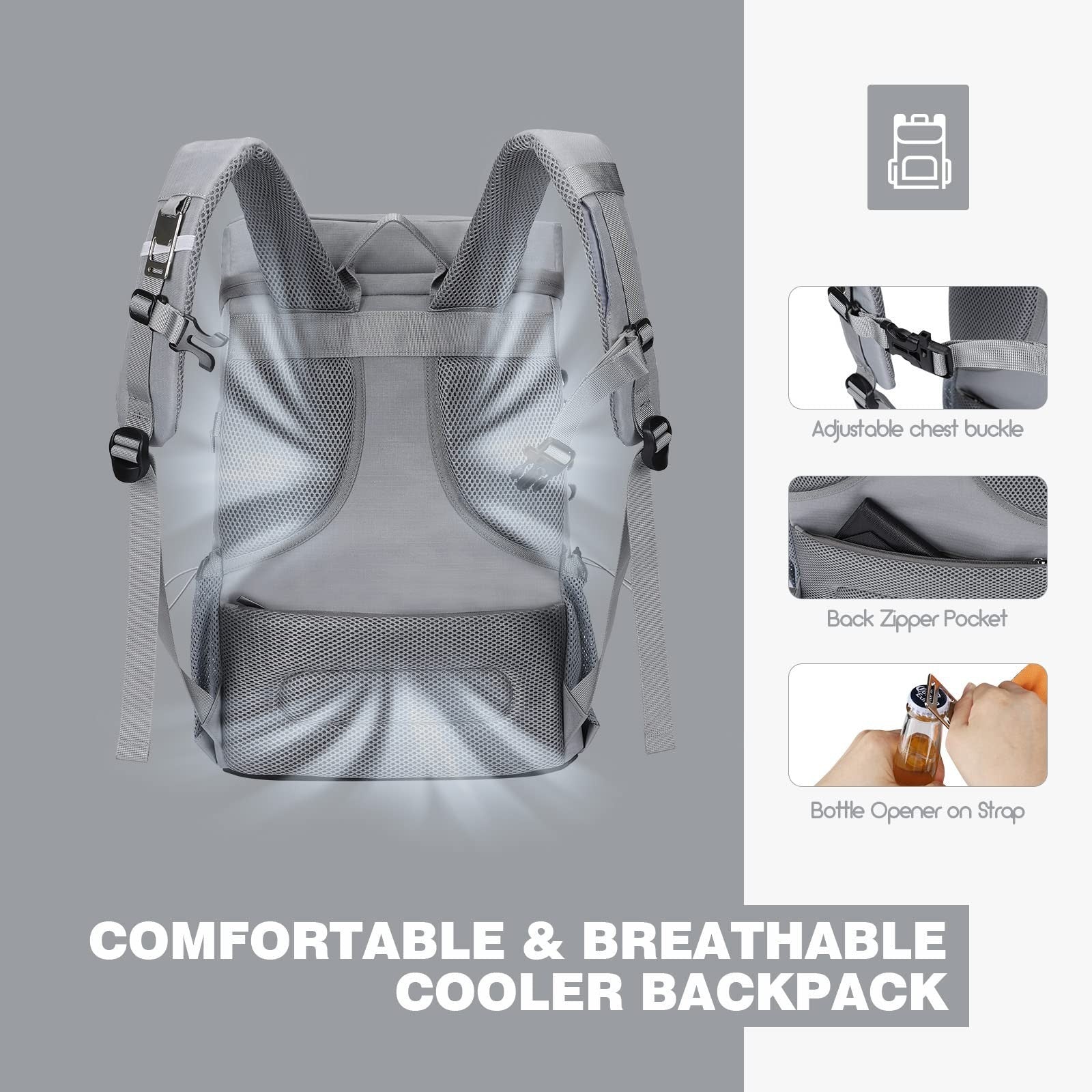 Insulated Cooler Backpack - 35/50 Can Soft Lunch Bag for Camping, Hiking, Beach4