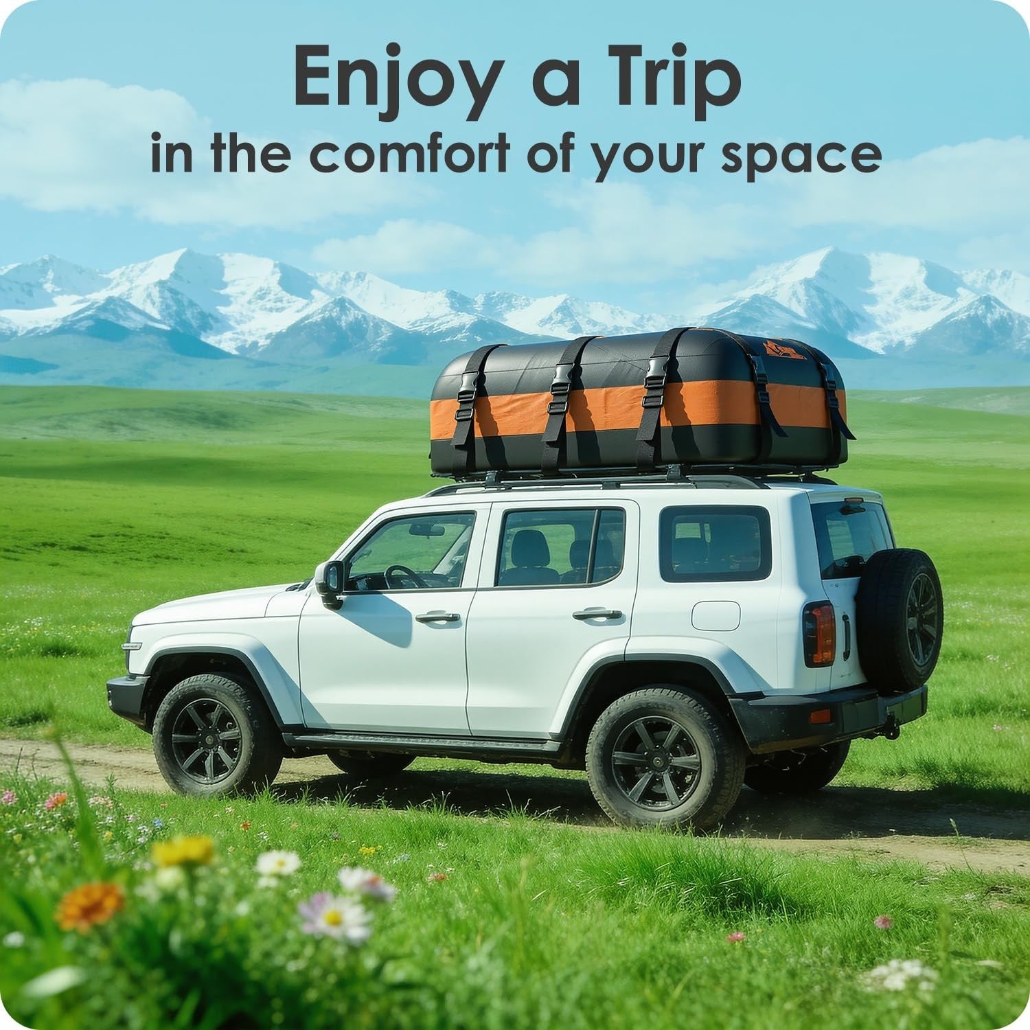 Rooftop Cargo Carrier Bag 15-20 Cu Ft Waterproof Storage for Cars - Orange6