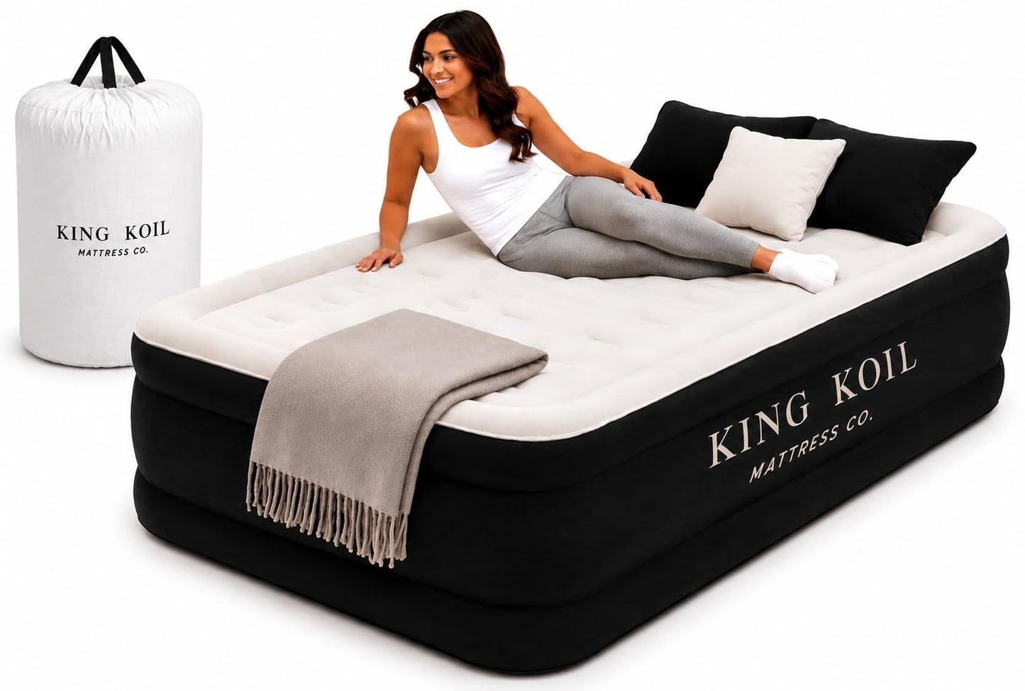 Twin Air Mattress with Built in Pump, Inflatable Bed, Waterproof Top, 300lb Capa7
