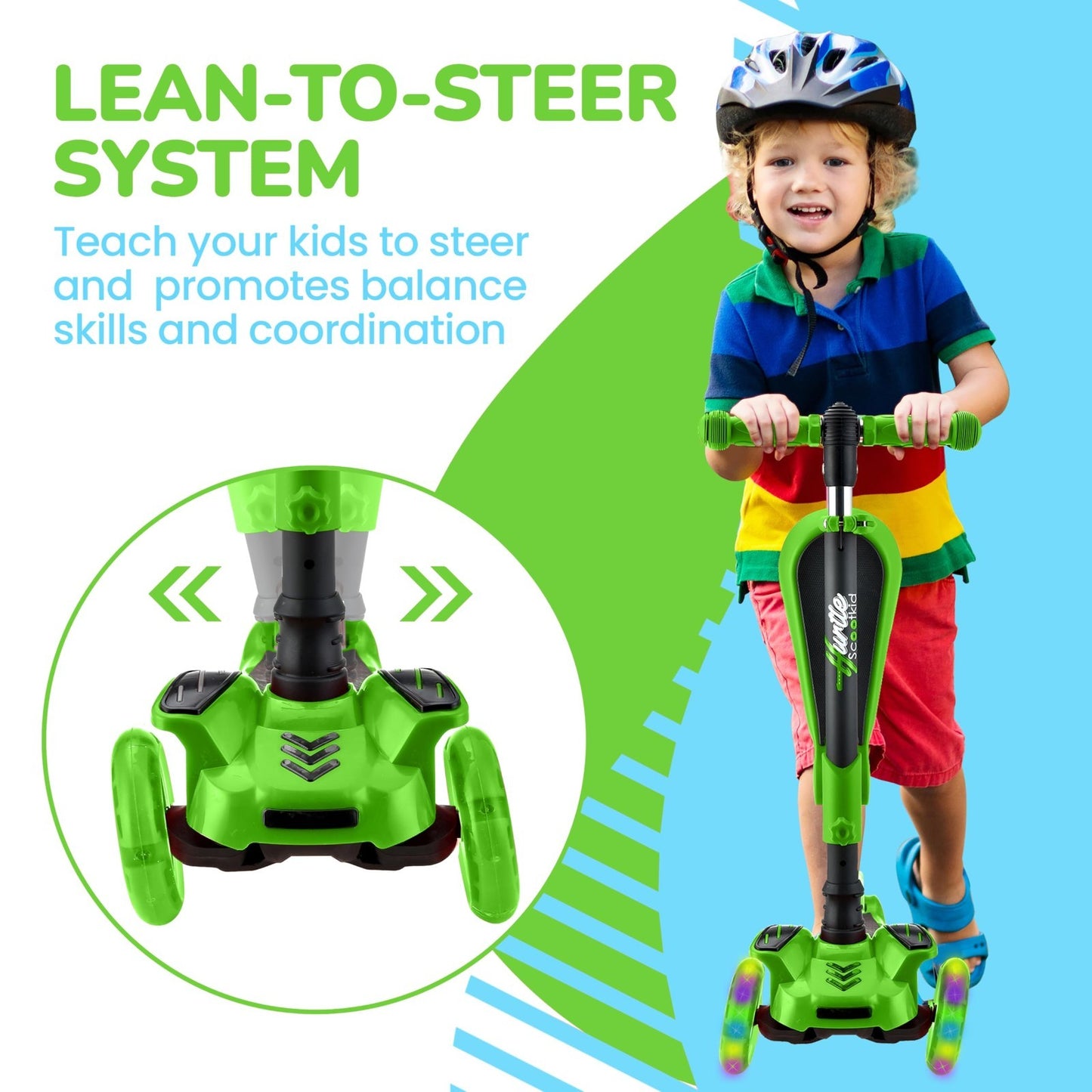 3-Wheeled Kids Scooter with LED Lights, Adjustable Handlebar & Foldable Seat - S6