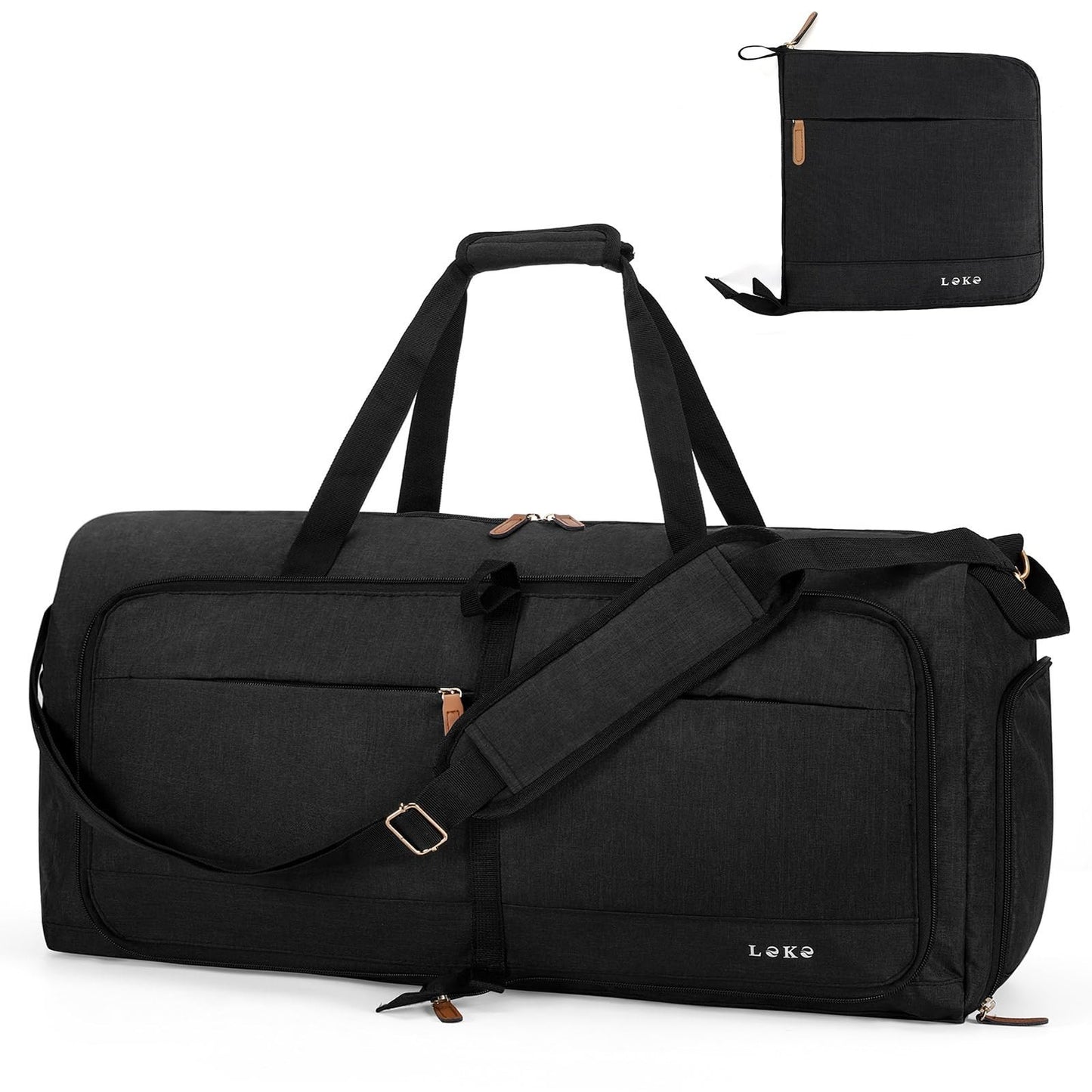 60L Foldable Travel Duffle Bag for Women - Large Weekend Carry-On, Shoes Compart1